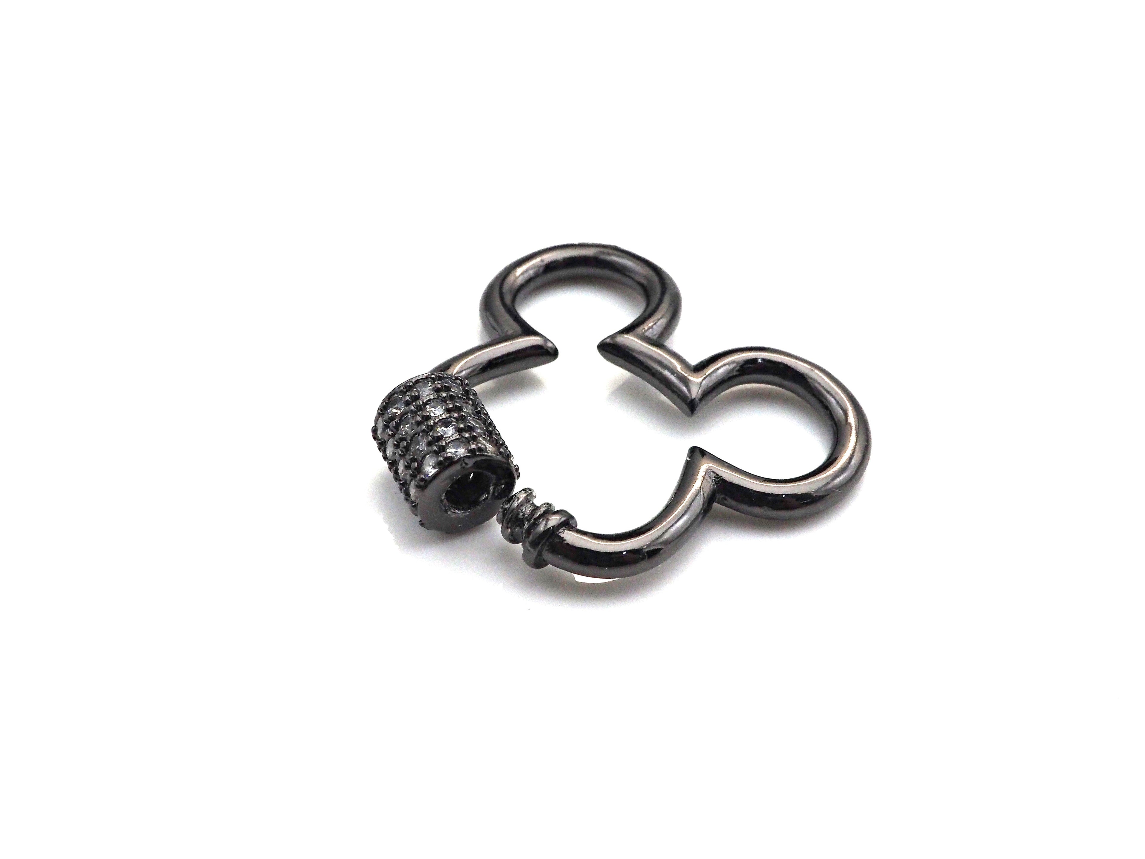 Clear CZ Micro pave Mickey Mouse Head Clasp, CZ Pave Lock, Carabiner Clasp, Chain Connector, 24x22mm,mm, sku#H273