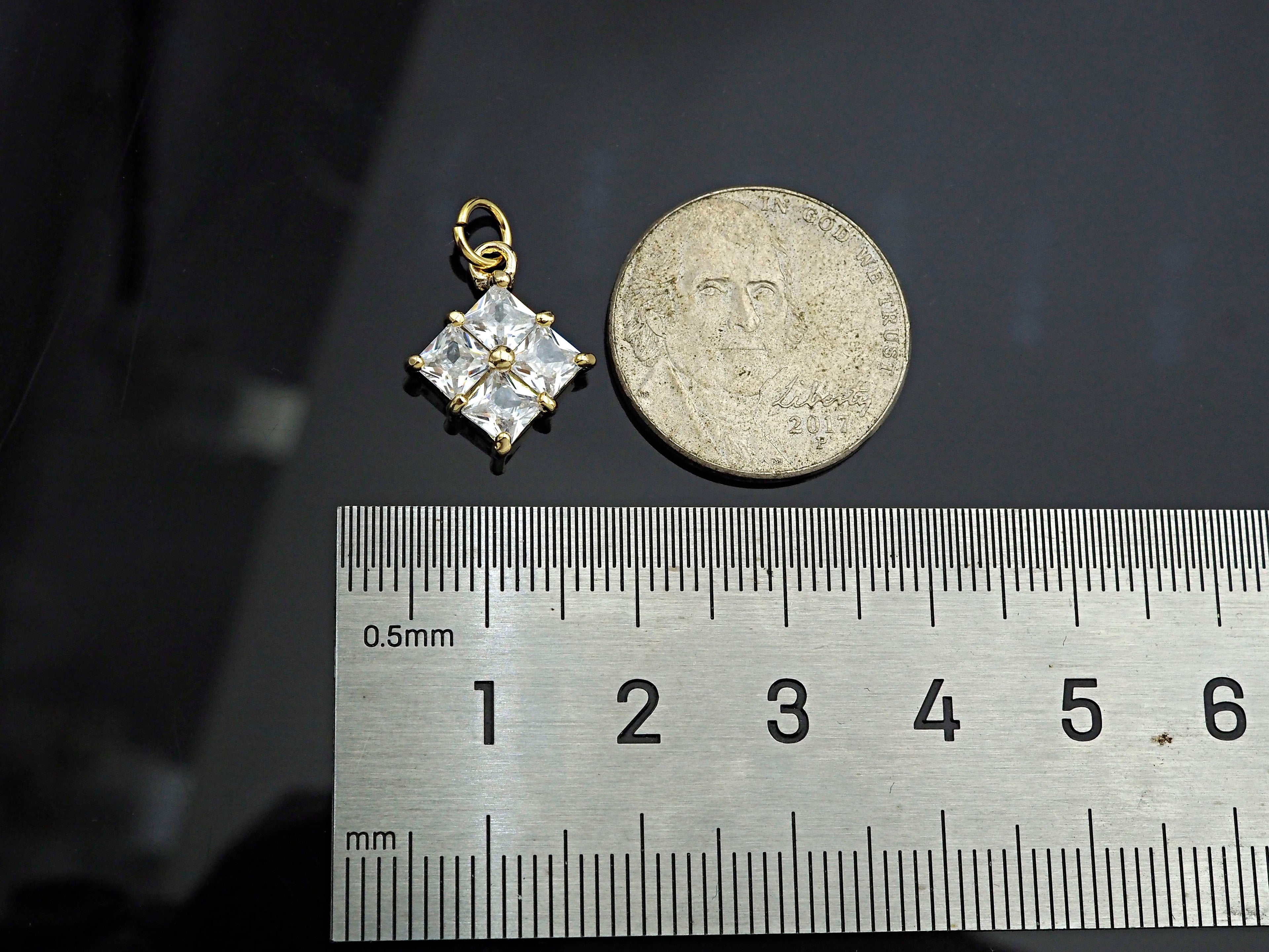 Gold Filled Big Clear CZ Micro Pave Flower Shape Pendant,14K Gold Filled Charm, Necklace Bracelet Charm Pendant,13x16mm,Sku#CP28