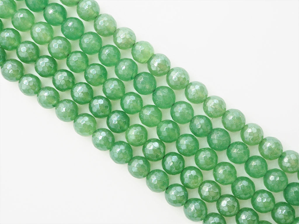 Mystic Plated Natural Faceted Green Aventurine beads, 6mm/8mm/10mm, SKU#U304