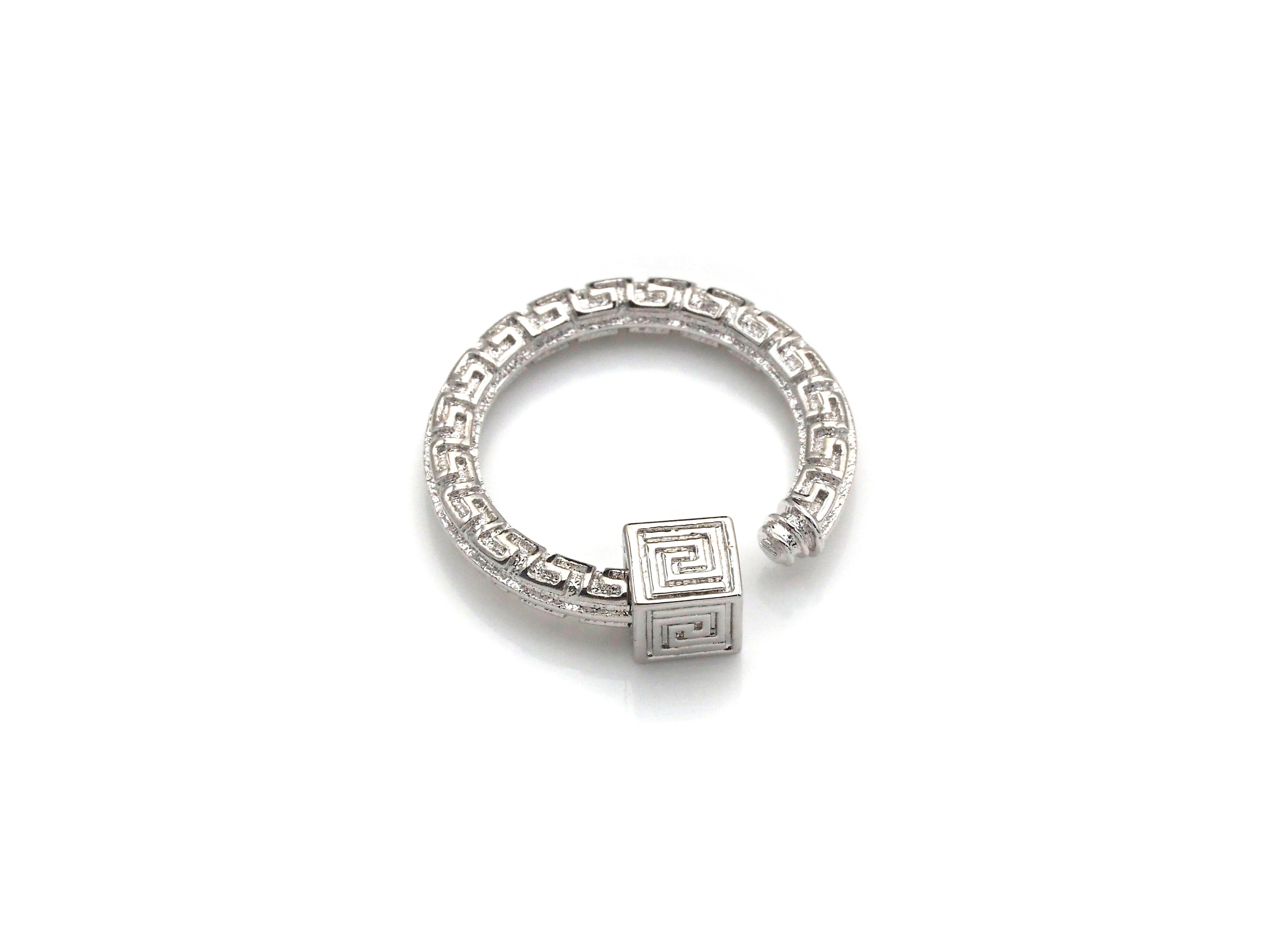 Engraved Round Ring Shape Clasp, CZ Pave Clasp, Gold/Silver/Rose Gold/Gunmetal Color Carabiner Clasp, 22.8mm, sku#H209