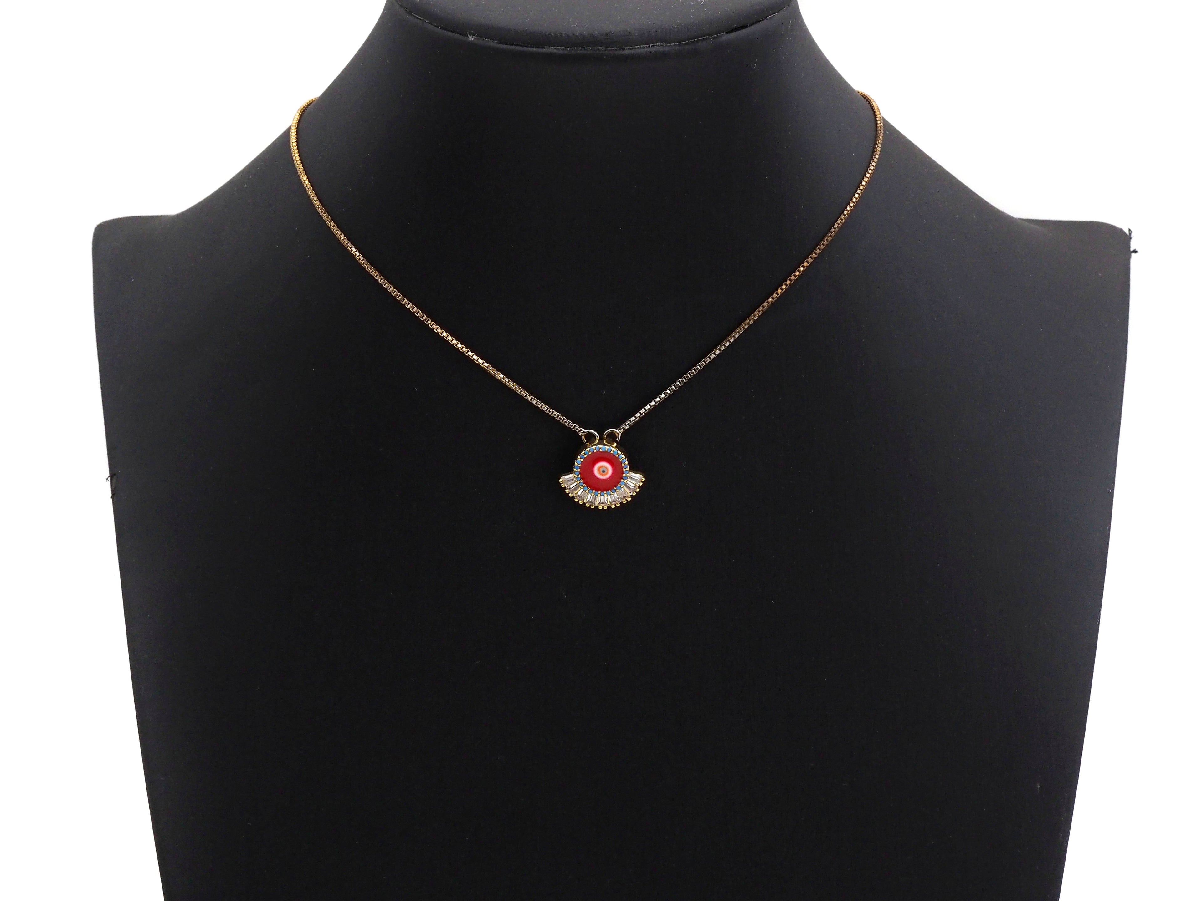 CZ Pave Enamel Evil Eye Pendant/Charm, Black/Blue/Red Evil eye,SKU#Z737C