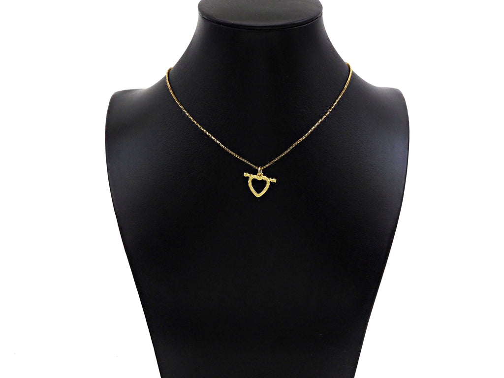 18K Gold Heart With Arrow Bar Shape Toggle Clasp,Necklace Bracelet Clasp/Connetor,18x14mm, Sku#Z1295