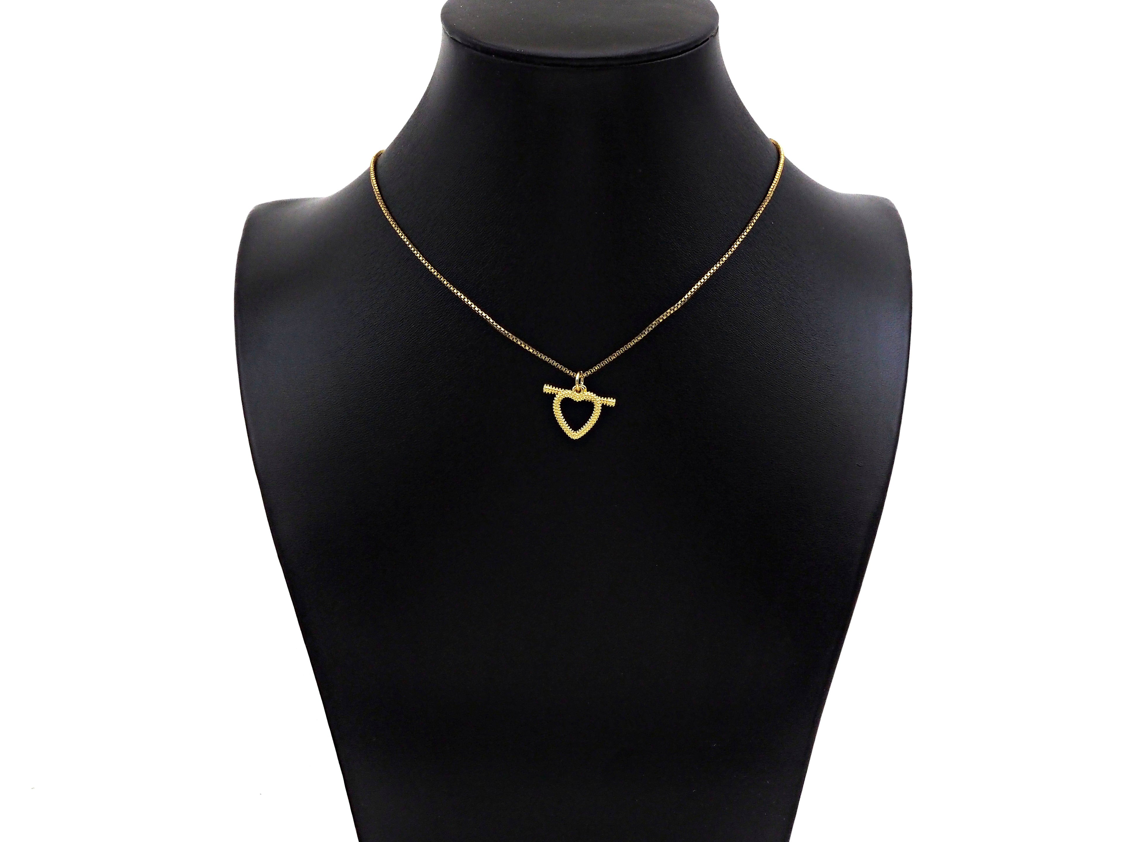 18K Gold Heart With Arrow Bar Shape Toggle Clasp,Necklace Bracelet Clasp/Connetor,18x14mm, Sku#Z1295