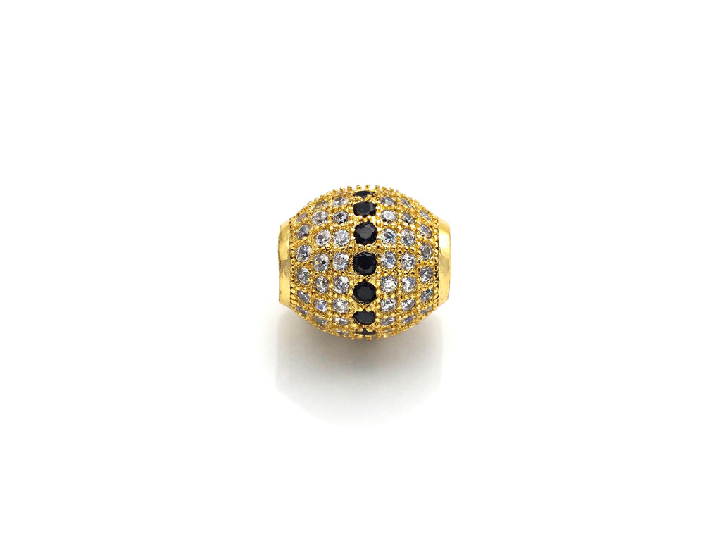 CZ Micro Pave Oval Spacer Beads with Clear/Black CZ for Bracelet/Necklace, Cubic Zirconia Beads, Bracelet Beads, 12x13mm,sku#Z1048