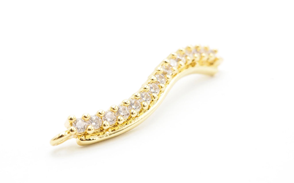 CZ Micro Pave S-Shape Connector for Bracelet/Necklace,Silver/Gold/Rose Gold/Gunmental Spacer Connector/Link Connector,4x36mm,sku#E403C