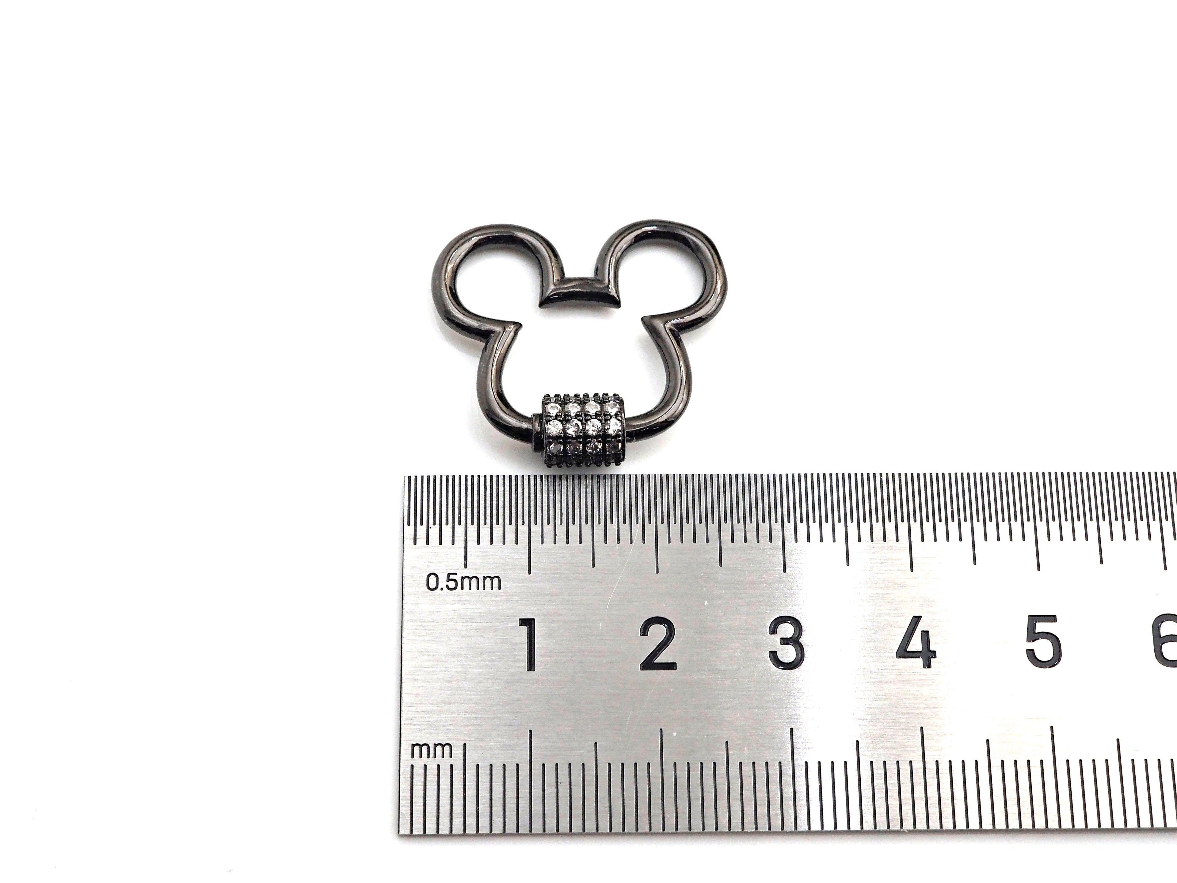 Clear CZ Micro pave Mickey Mouse Head Clasp, CZ Pave Lock, Carabiner Clasp, Chain Connector, 24x22mm,mm, sku#H273