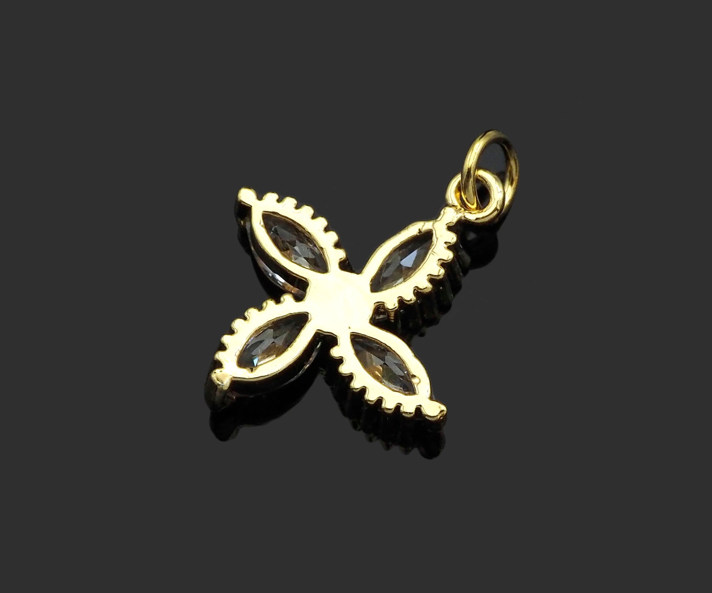 Gold Filled Big Clear CZ Micro Pave Clover Shape Pendant,14K Gold Filled Clover Charm, Necklace Bracelet Pendant,16x19mm,Sku#CP29