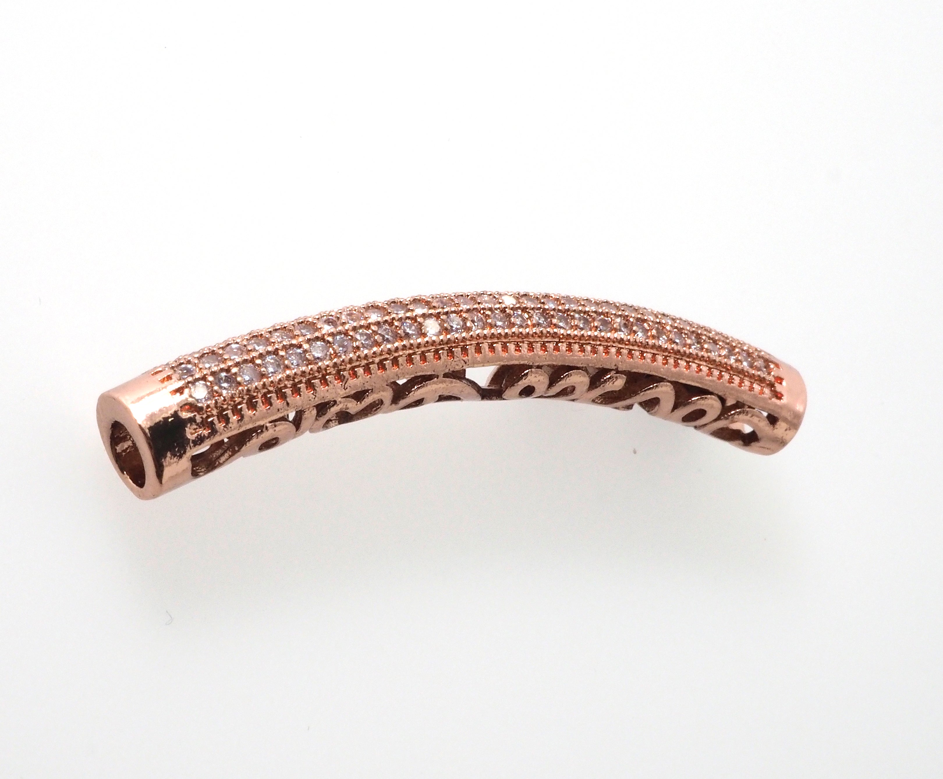 Clear CZ Pave  Half Full Pave Bar Tube Connector, CZ Pave Connector, Gold/Rose Gold/Black/Silver Spacer Tube, 5x40mm,sku#G399