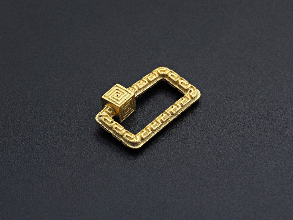 Engraved Rectangle Shape Clasp, CZ Pave Clasp, Gold/Silver/Rose Gold/Gunmetal Carabiner Clasp, 14x23mm, sku#H210
