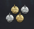 CZ Micro Pave Moon Star On Round Coin Shape Pendant, Gold/Silver Plated Jewelry, Necklace Bracelet Charm Pendant, 10mm,sku#F1230