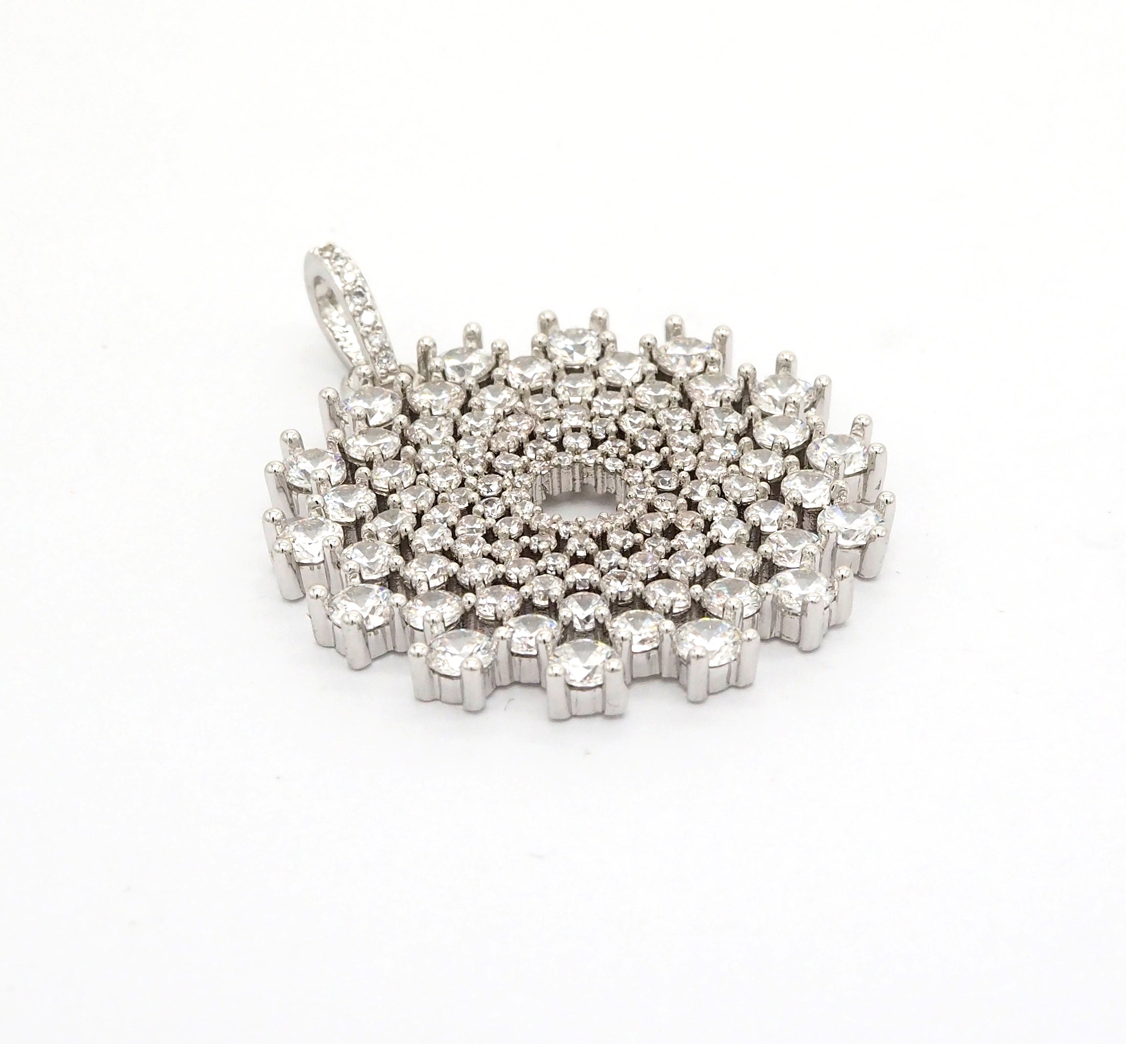 40mm Large CZ Micro Pave Shiny Radial Flower Pendant/Charm, Cubic Zirconia Paved Charm, Filigree Necklace Bracelet Charm Pendant,sku#F506