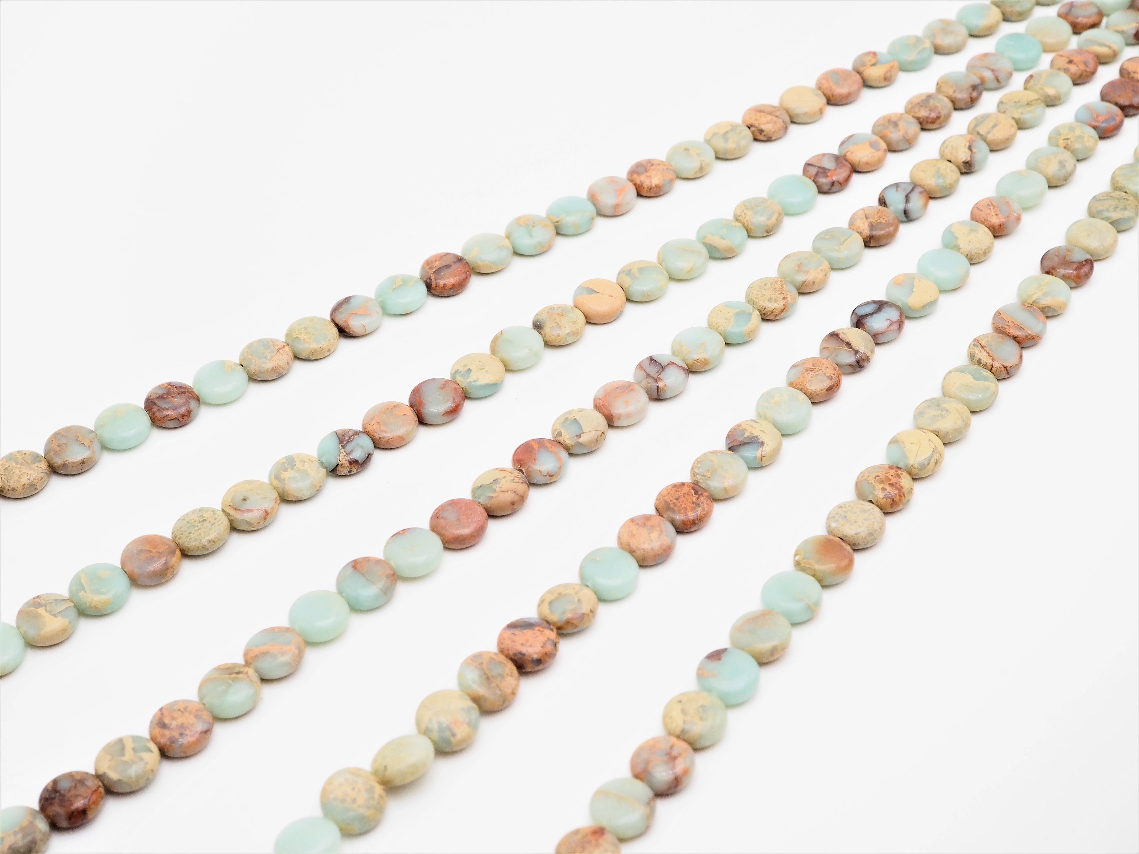 Quality Natural Serpentine Flat Coin Smooth Beads,10mm African Opal beads, Gemstone Beads, 15.5inch strand, SKU#U314