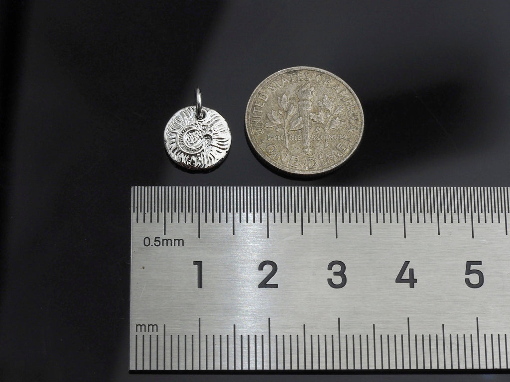 CZ Micro Pave Moon Star On Round Coin Shape Pendant, Gold/Silver Plated Jewelry, Necklace Bracelet Charm Pendant, 10mm,sku#F1230