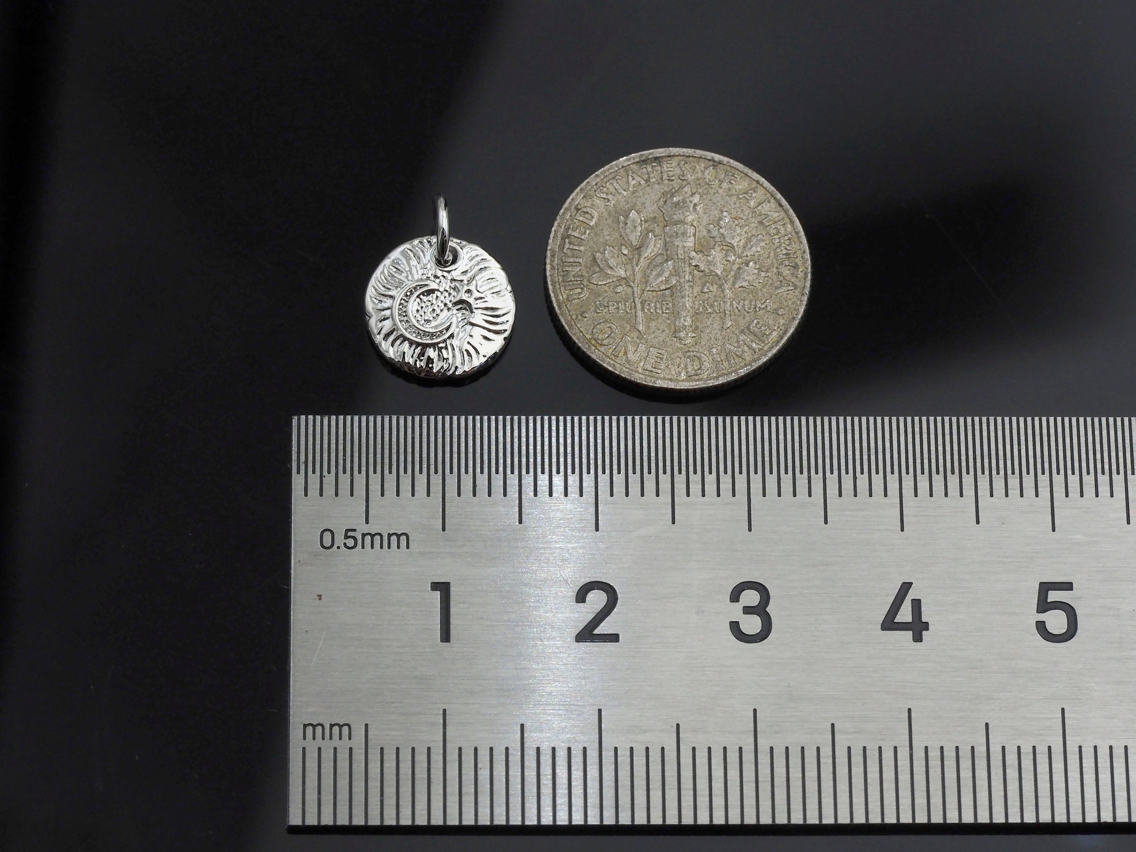 CZ Micro Pave Moon Star On Round Coin Shape Pendant, Gold/Silver Plated Jewelry, Necklace Bracelet Charm Pendant, 10mm,sku#F1230