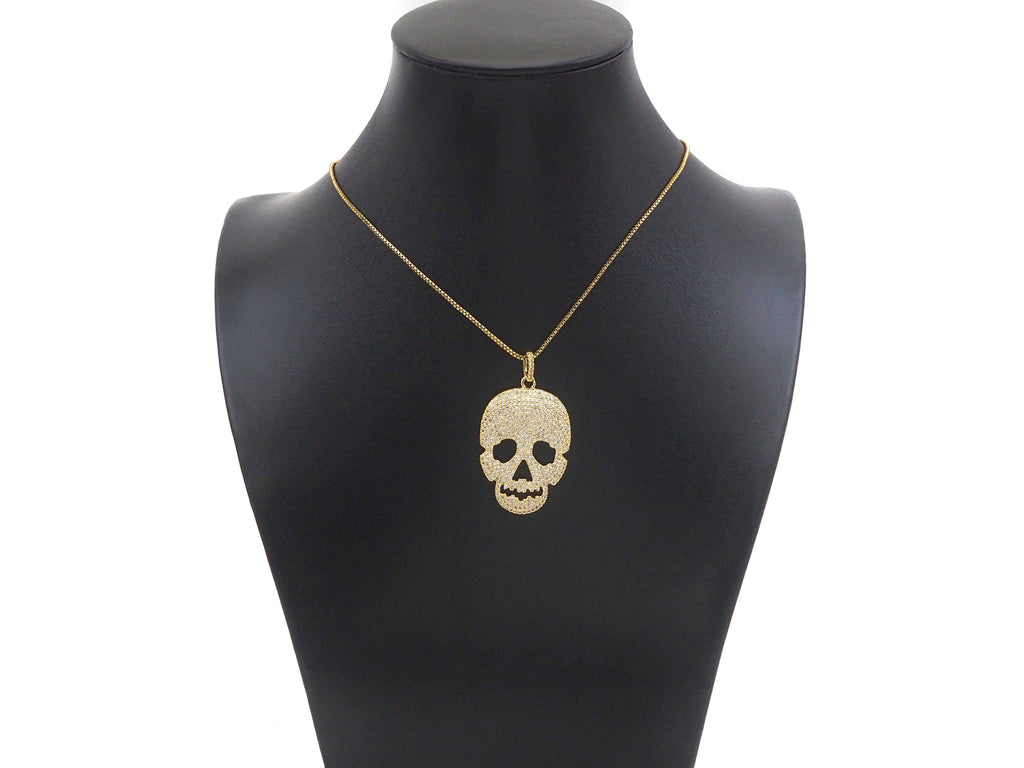 CZ Micro Pave Skull Shape Pendant/Charm,Cubic Zirconia Charm, Necklace Bracelet Charm Pendant,26x40mm, Sku#F1370