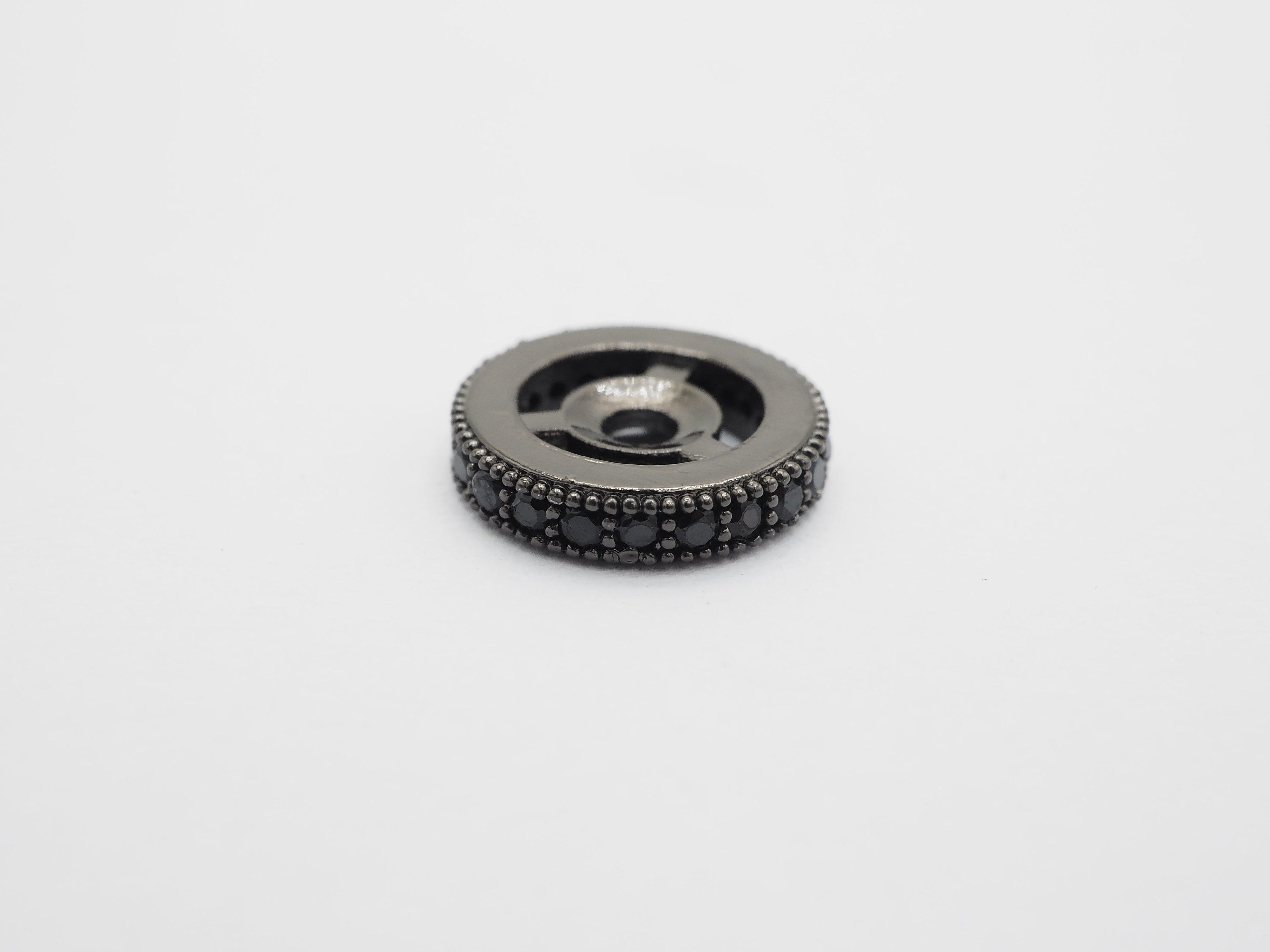 Micro Pave Black CZ On Black Wheel Spacer Beads, Cubic Zirconia Wheel Round Spacer Beads,Pave Beads,6/8/10/12mm, sku#C72
