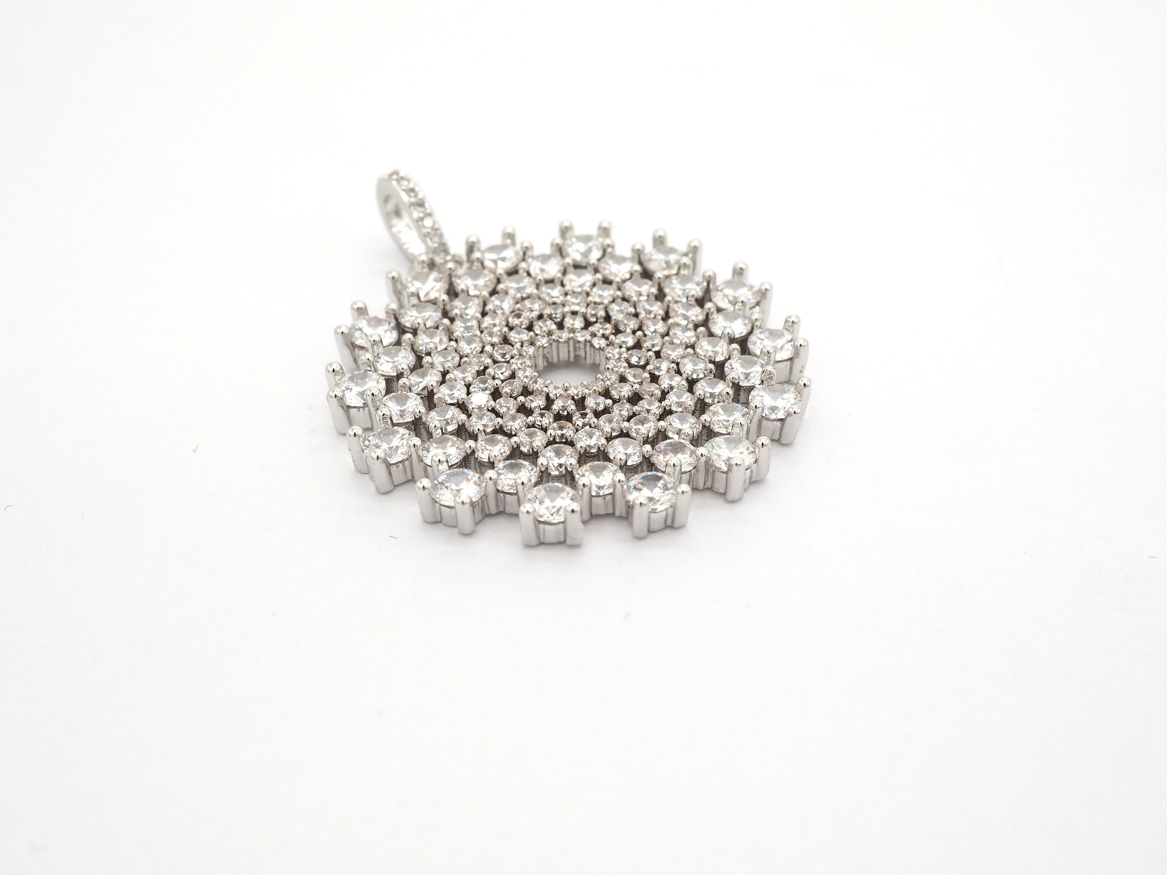 40mm Large CZ Micro Pave Shiny Radial Flower Pendant/Charm, Cubic Zirconia Paved Charm, Filigree Necklace Bracelet Charm Pendant,sku#F506