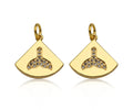 Gold Filled CZ Micro Pave Shark Tail On Fan Shape Pendant, 14K Gold Filled Charm, Necklace Bracelet Charm Pendant,15x14mm,Sku#CP32