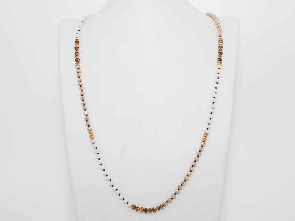 36 Long Hand Knotted Multi Color Crystal Necklace, sku #D30C