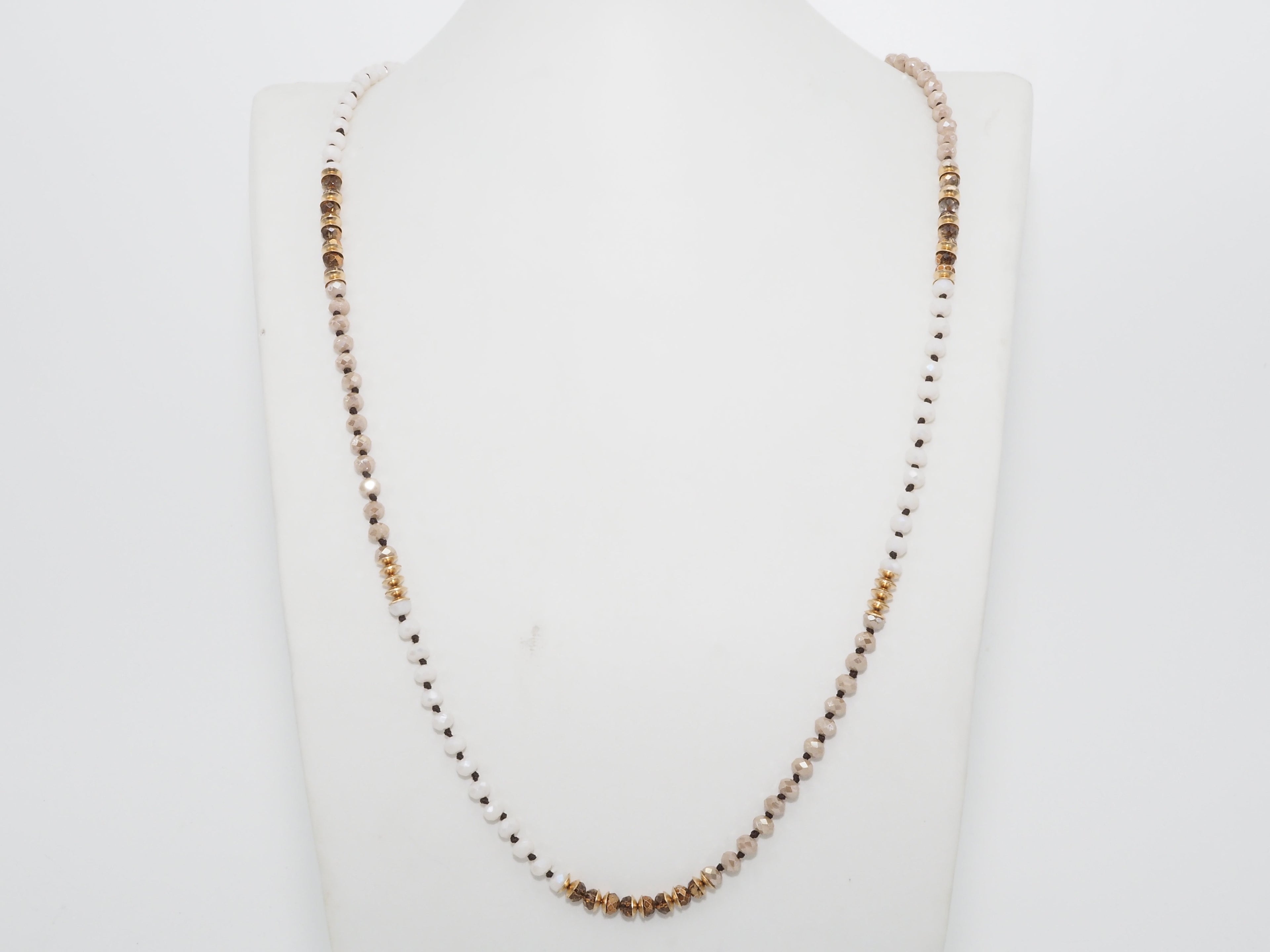 36 Long Hand Knotted Multi Color Crystal Necklace, sku #D30C