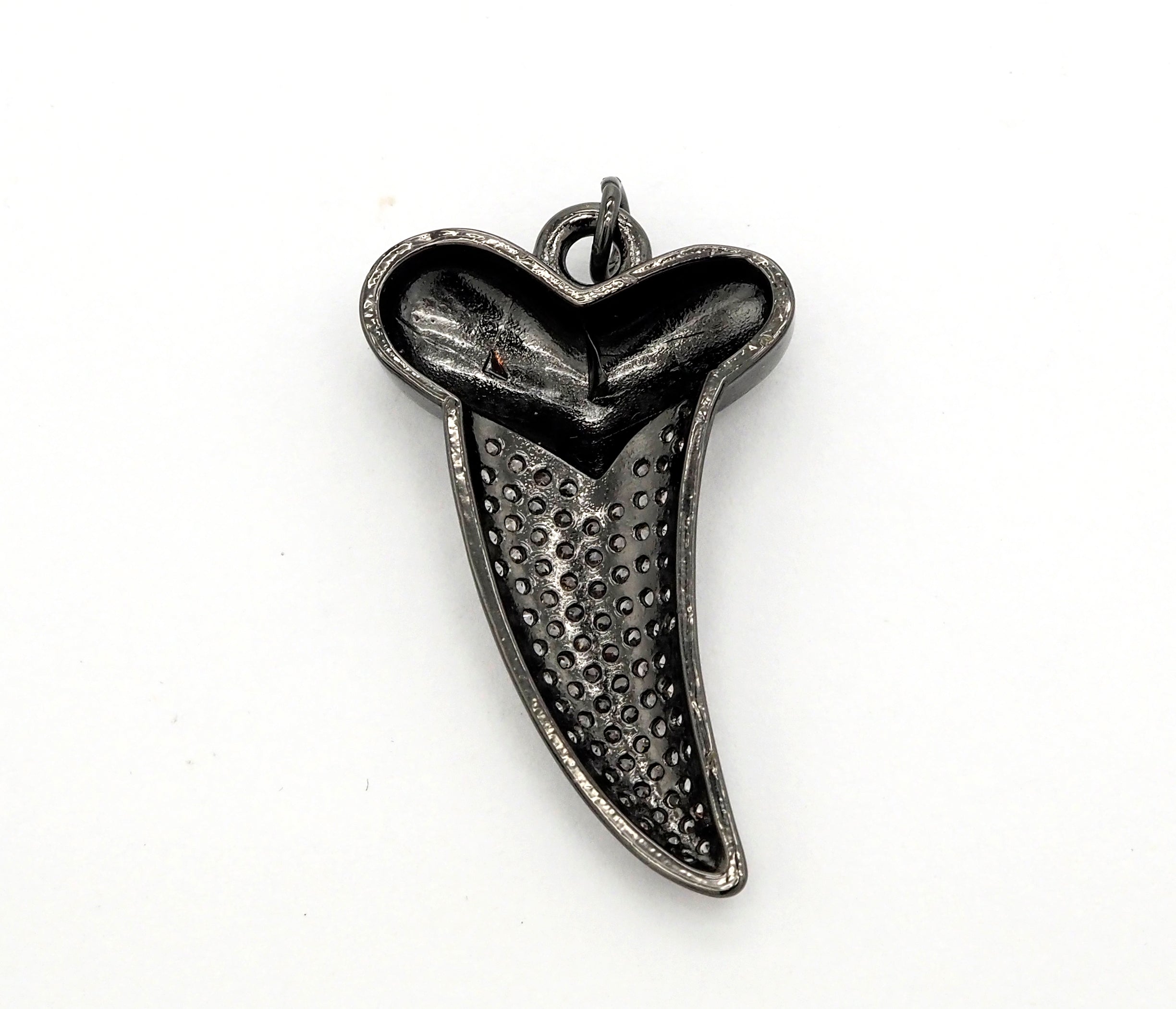 CZ Micro Pave Horn With Heart Pendant/Charm,Cubic Zirconia Paved Charm, Necklace Bracelet Charm Pendant, 22x37mm,sku#F513