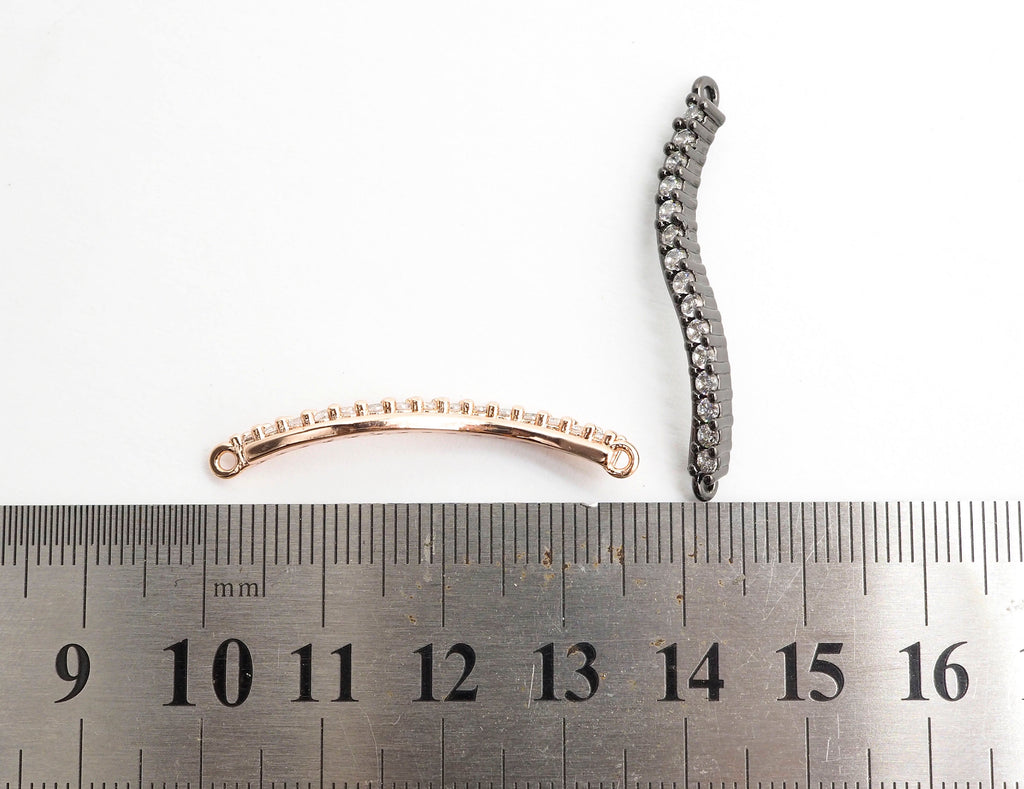 CZ Micro Pave S-Shape Connector for Bracelet/Necklace,Silver/Gold/Rose Gold/Gunmental Spacer Connector/Link Connector,4x36mm,sku#E403C
