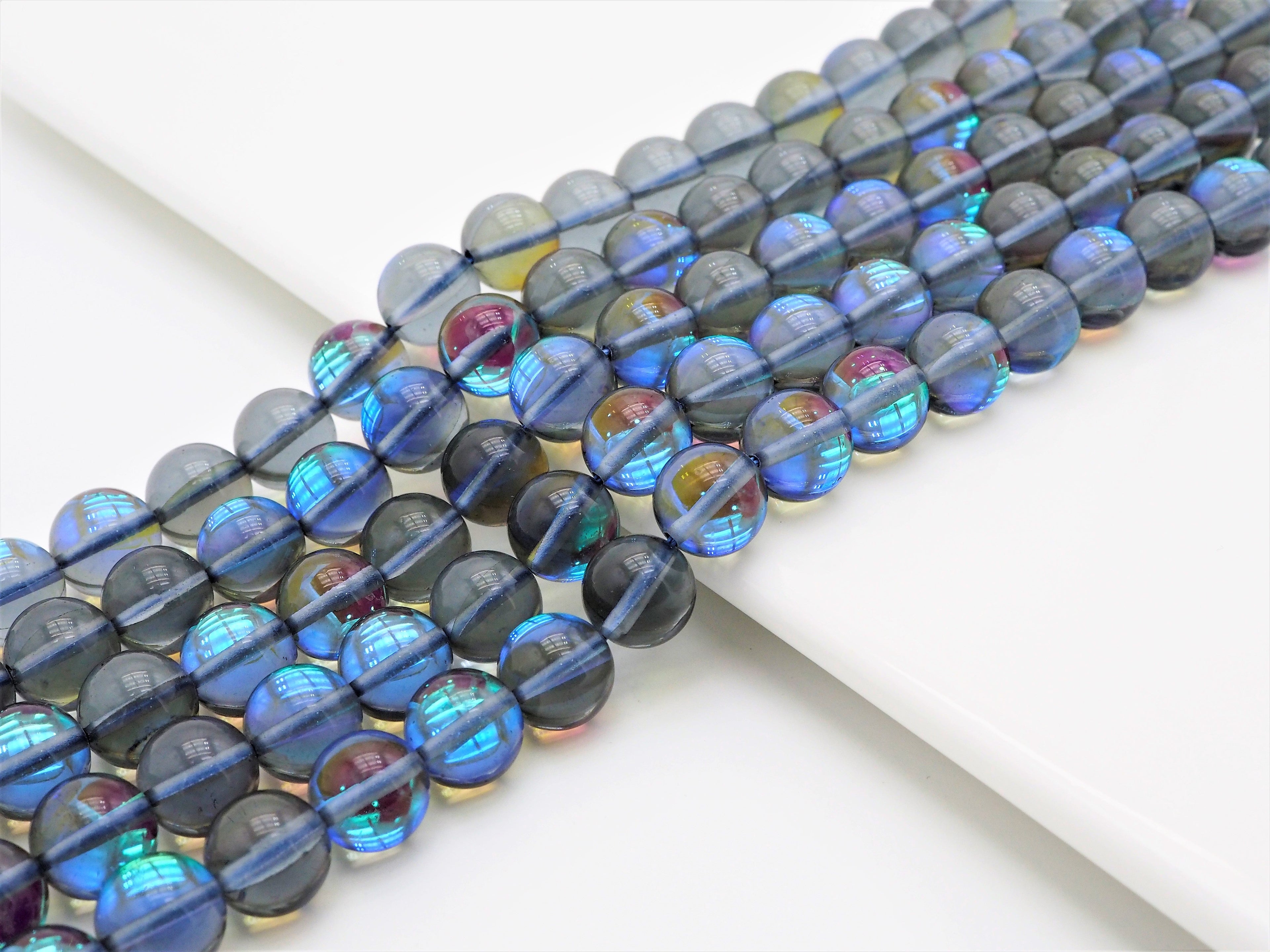 Beautiful Glossy Grey Spectrolite Quartz, Crystal Round beads, 6mm/8mm/10mm/12mm Manmade Gray Blue Moonstone beads,15.5inch strand, SKU#U290