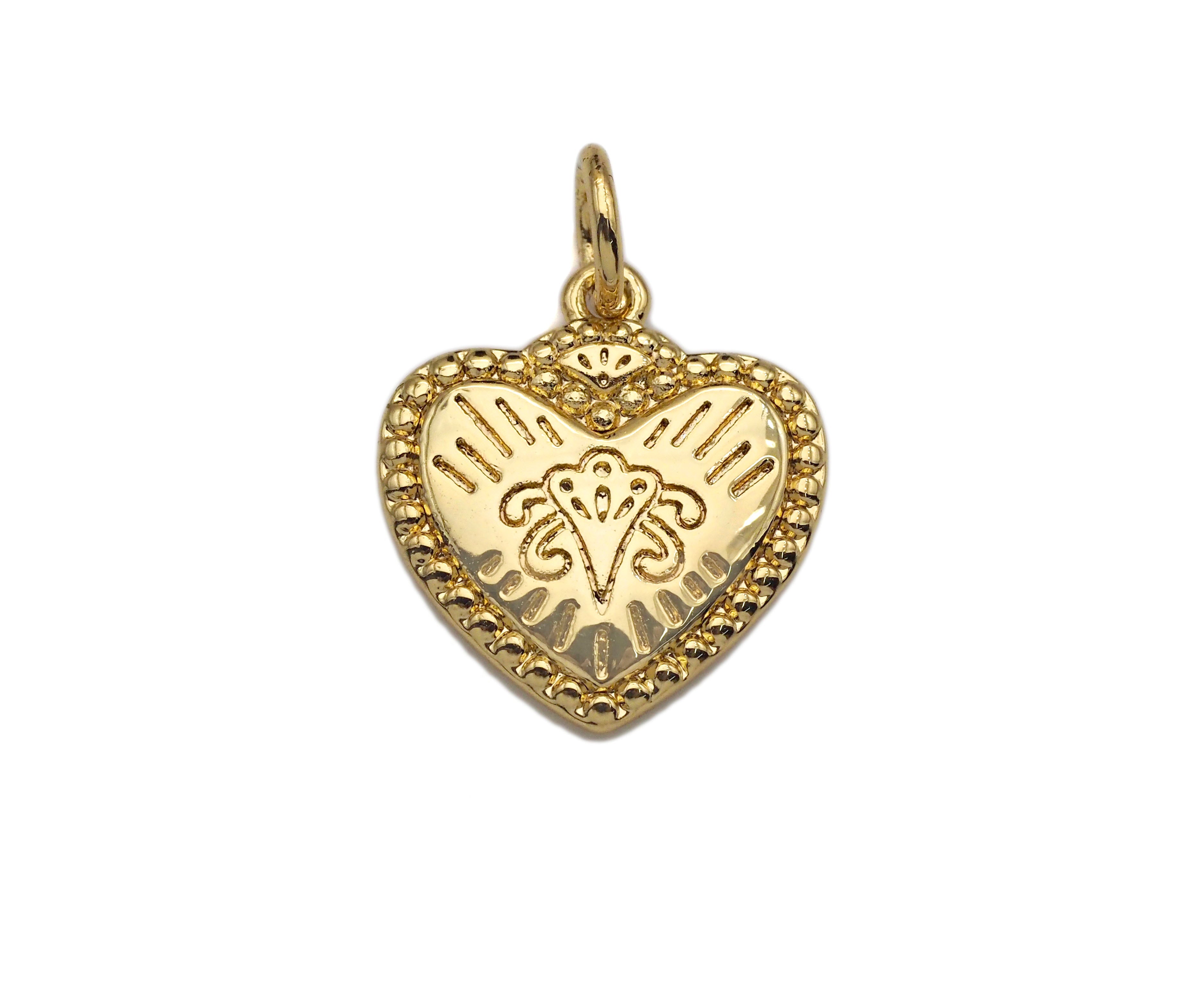 CZ Micro Pave Falling Heart Shape Pendant, Gold/Silver Plated Jewelry, Necklace Bracelet Charm Pendant, Heart Charm, 13x14mm,sku#F1215