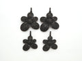 Black CZ Pave On Black Micro Pave Flower Charm Beads, Cubic Zirconia Paved Flower Charm,28x29/36x37mm, sku#F542