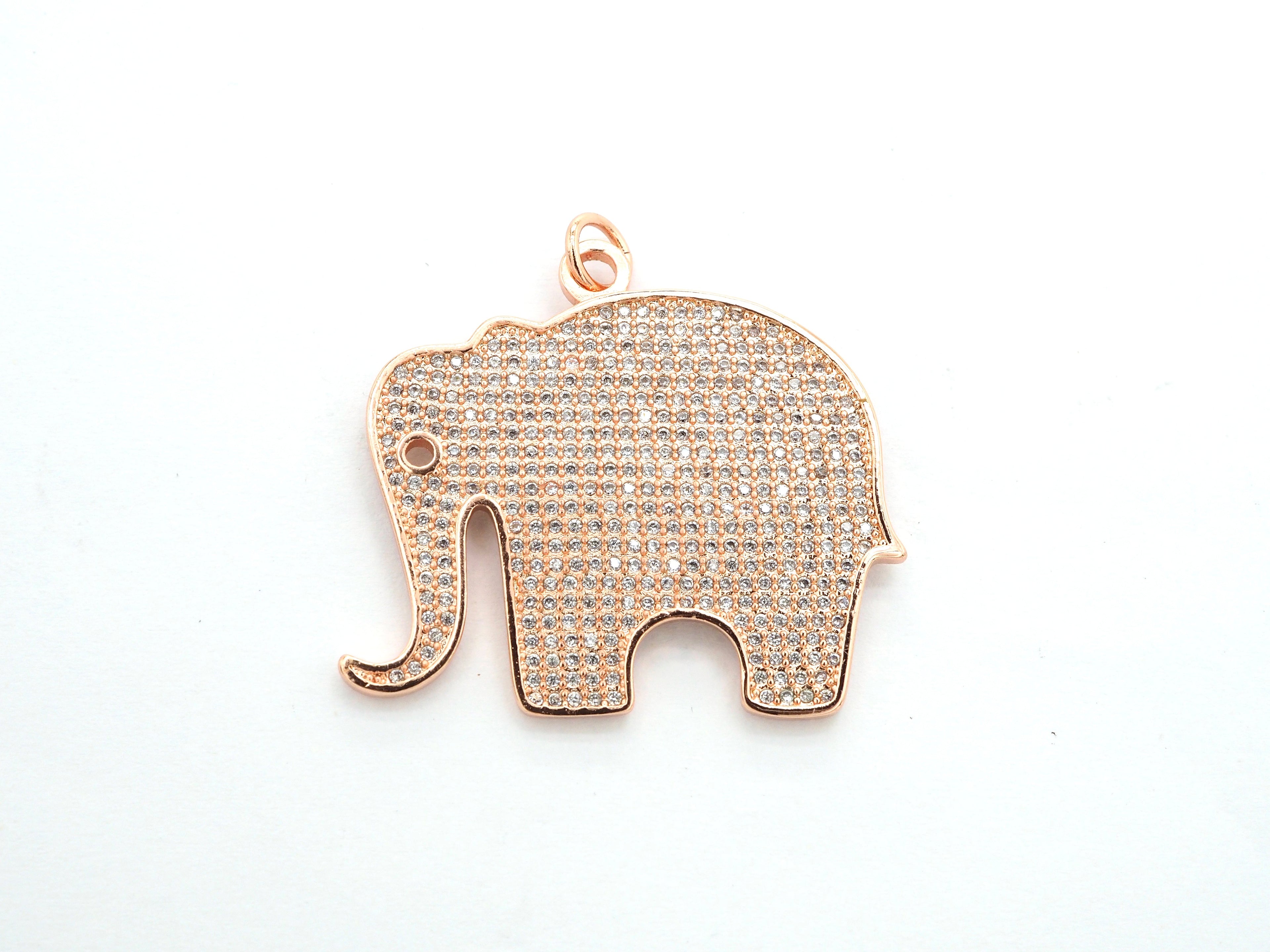 CZ Micro Pave Large Elephant Pendant/Focal,Cubic Zirconia Paved Charm, Necklace Bracelet Charm Pendant, 32x35mm, sku#F520
