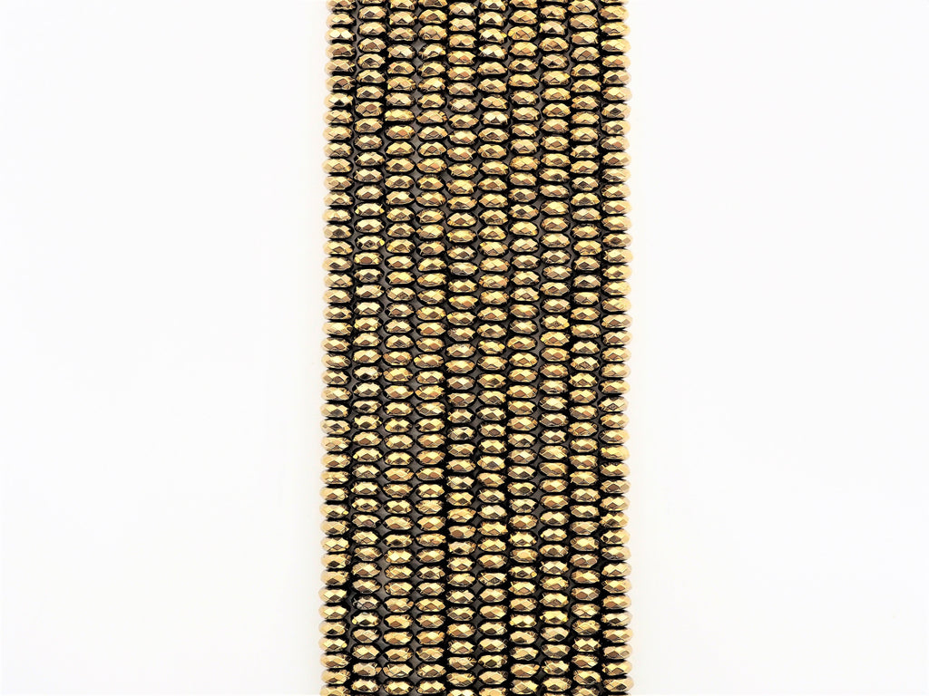 Quality Natural Pyrite Color Hematite,Rondelle Faceted Beads, sku#S95