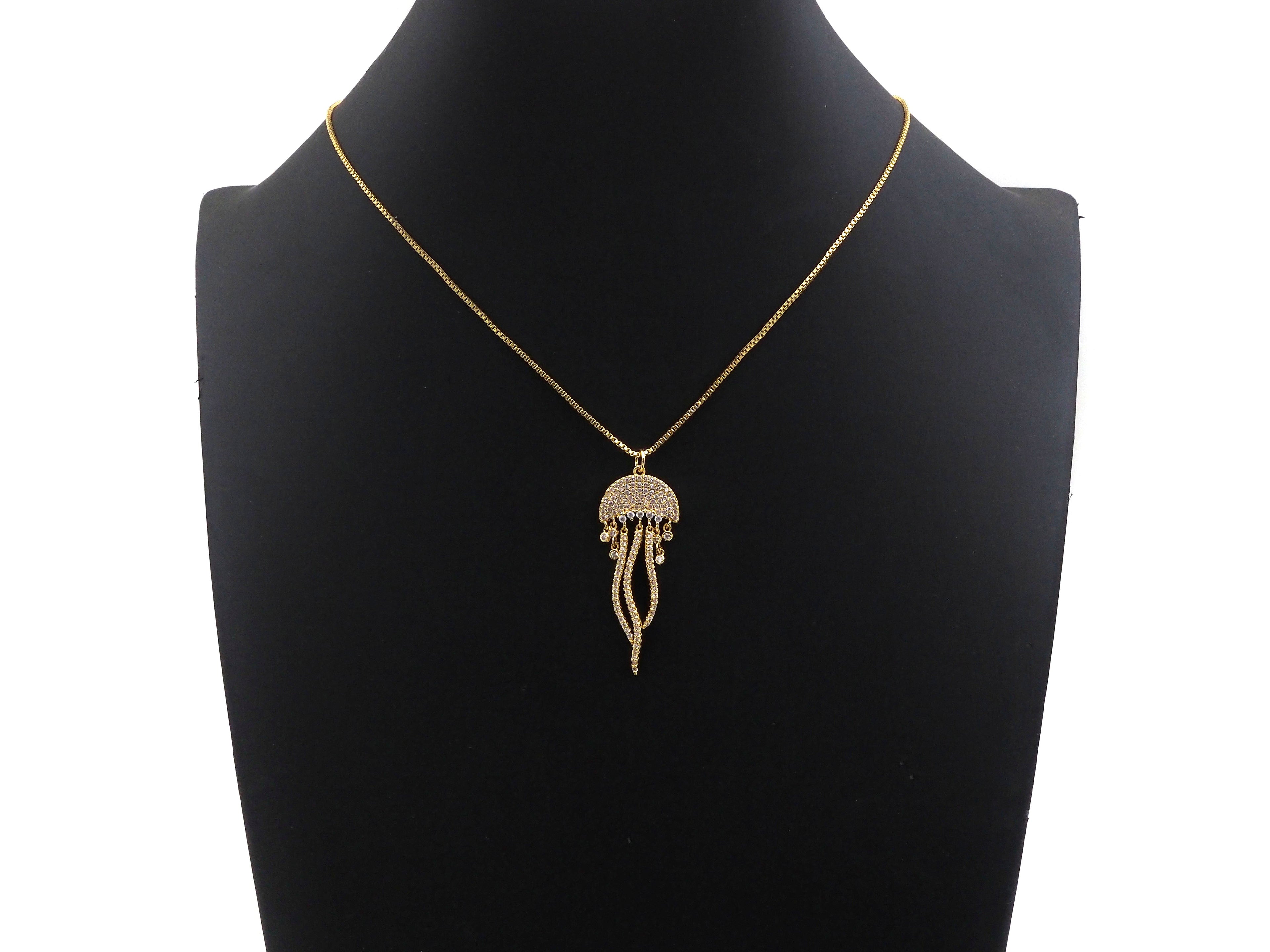 CZ Micro Pave Jellyfish Shape Pendant, SKU#F1233C