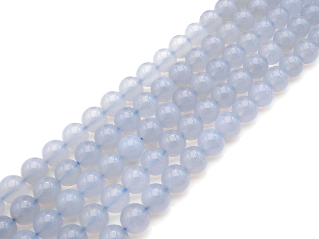 Top Quality Blue Chalcedony Round Smooth Beads, 6mm/8mm/10mm Natural High Polished Chalcedony, 15.5'' Full Strand, Sku#U1014