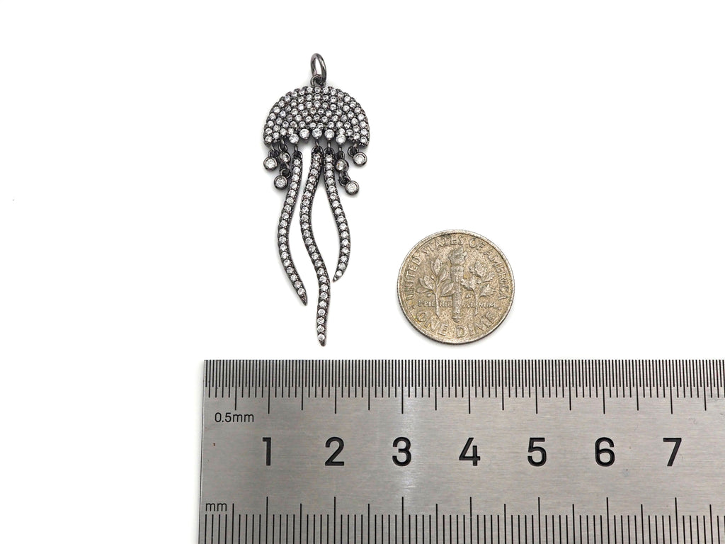 CZ Micro Pave Jellyfish Shape Pendant, SKU#F1233C