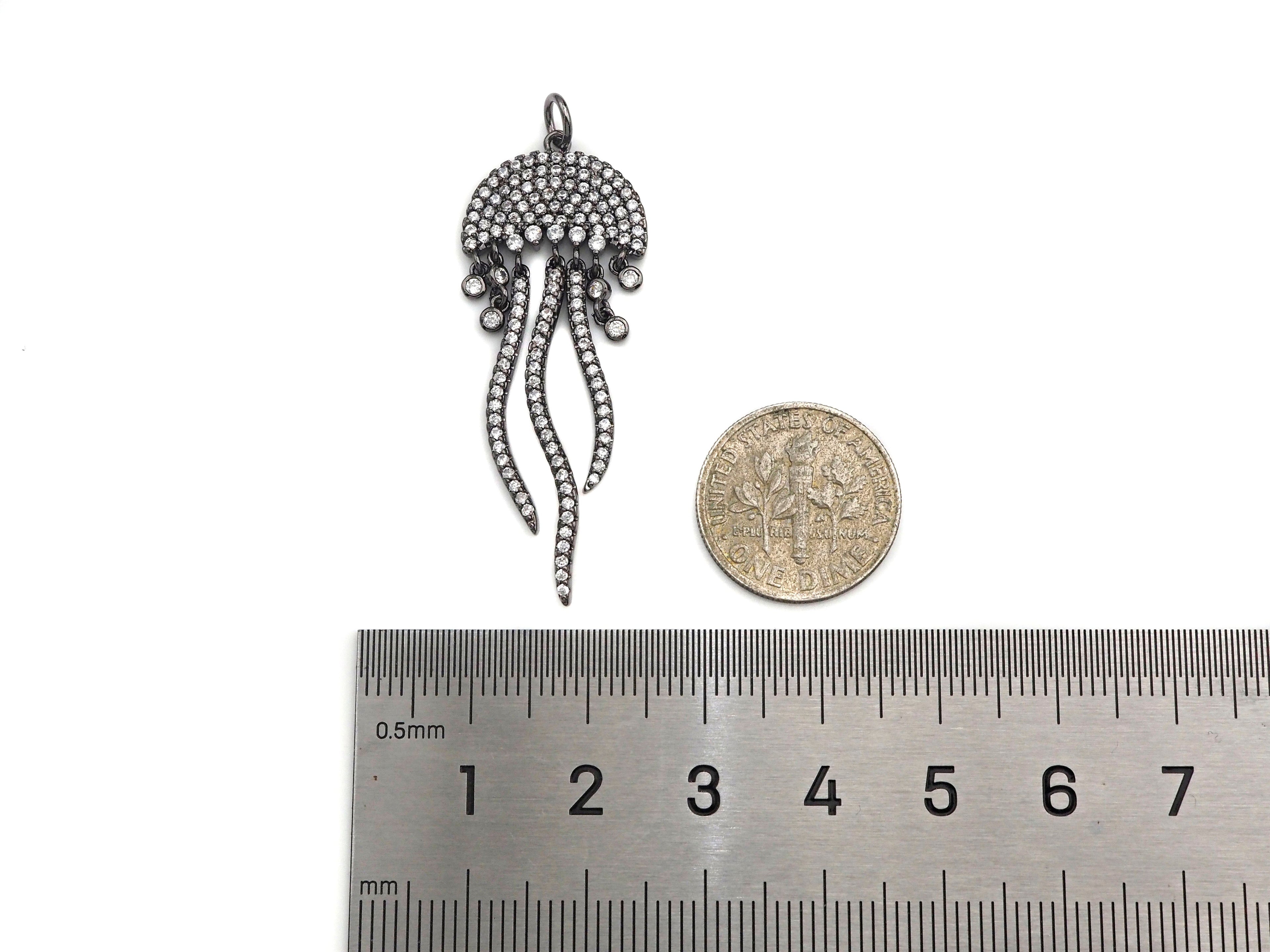 CZ Micro Pave Jellyfish Shape Pendant, SKU#F1233C