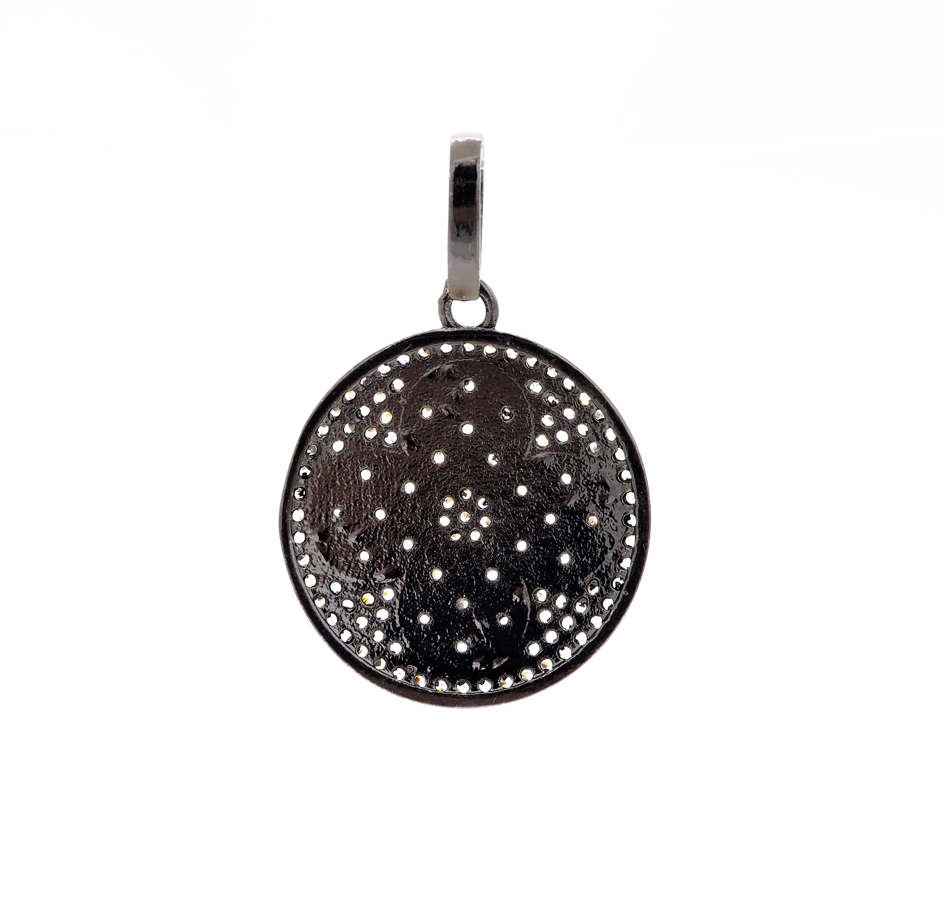 19mm/38mm CZ Dual Color Clover Flower Round Charm, Sku#F549c