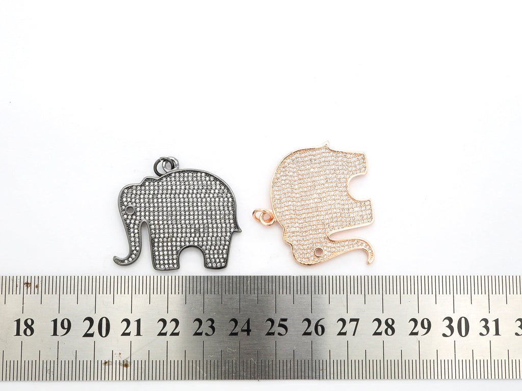 CZ Micro Pave Large Elephant Pendant/Focal,Cubic Zirconia Paved Charm, Necklace Bracelet Charm Pendant, 32x35mm, sku#F520