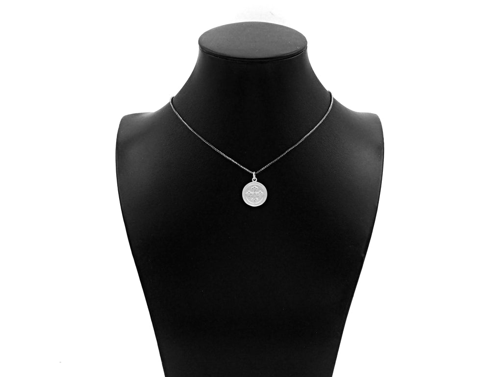 CZ Micro Pave Matte Gold Black Silver Cross Flower Coin Pendant/Charm,Y456