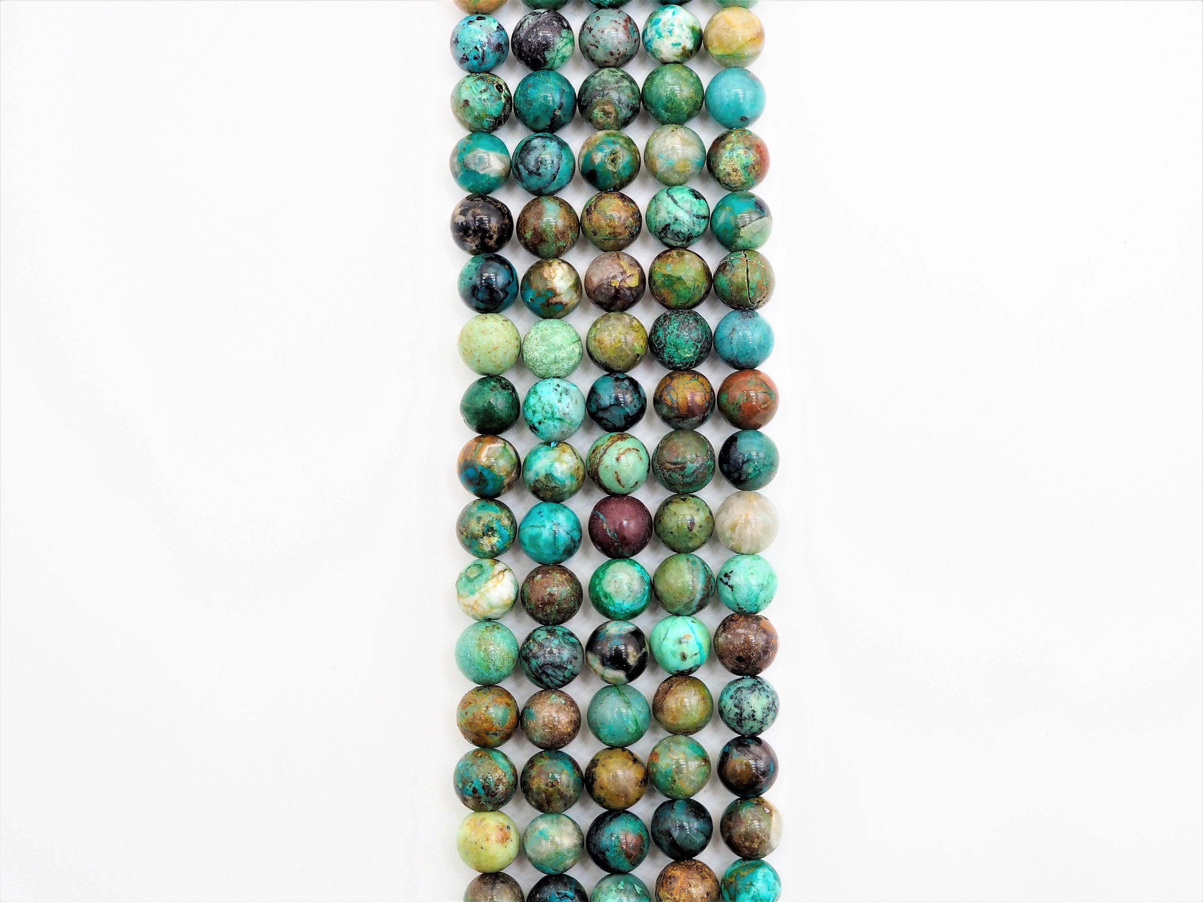 Quality Natural Chrysocolla beads, Round Smooth 6mm/8mm/10mm/12mm Natural Blue Brown Gemstone beads,15.5inch strand, SKU#U297