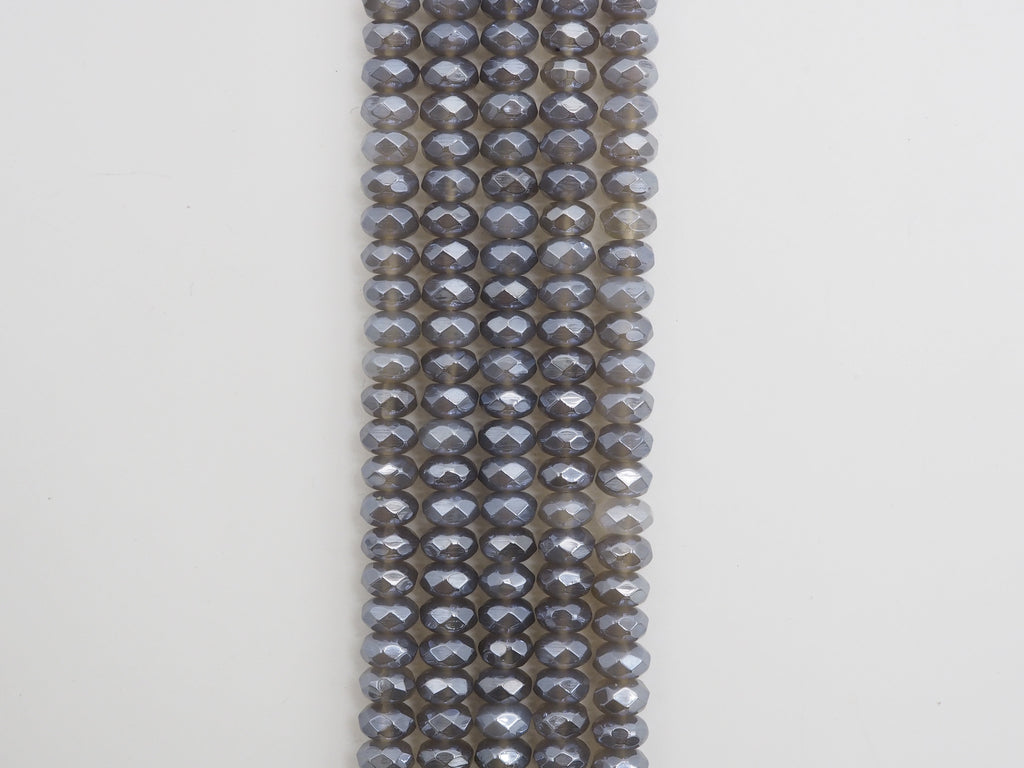 Mystic Coated Natural Gray Agate beads, Rondelle Faceted Beads, 5x8/6x10mm Gemstone Beads, Plated Agate, 16 inch FULL strand, SKU#U278