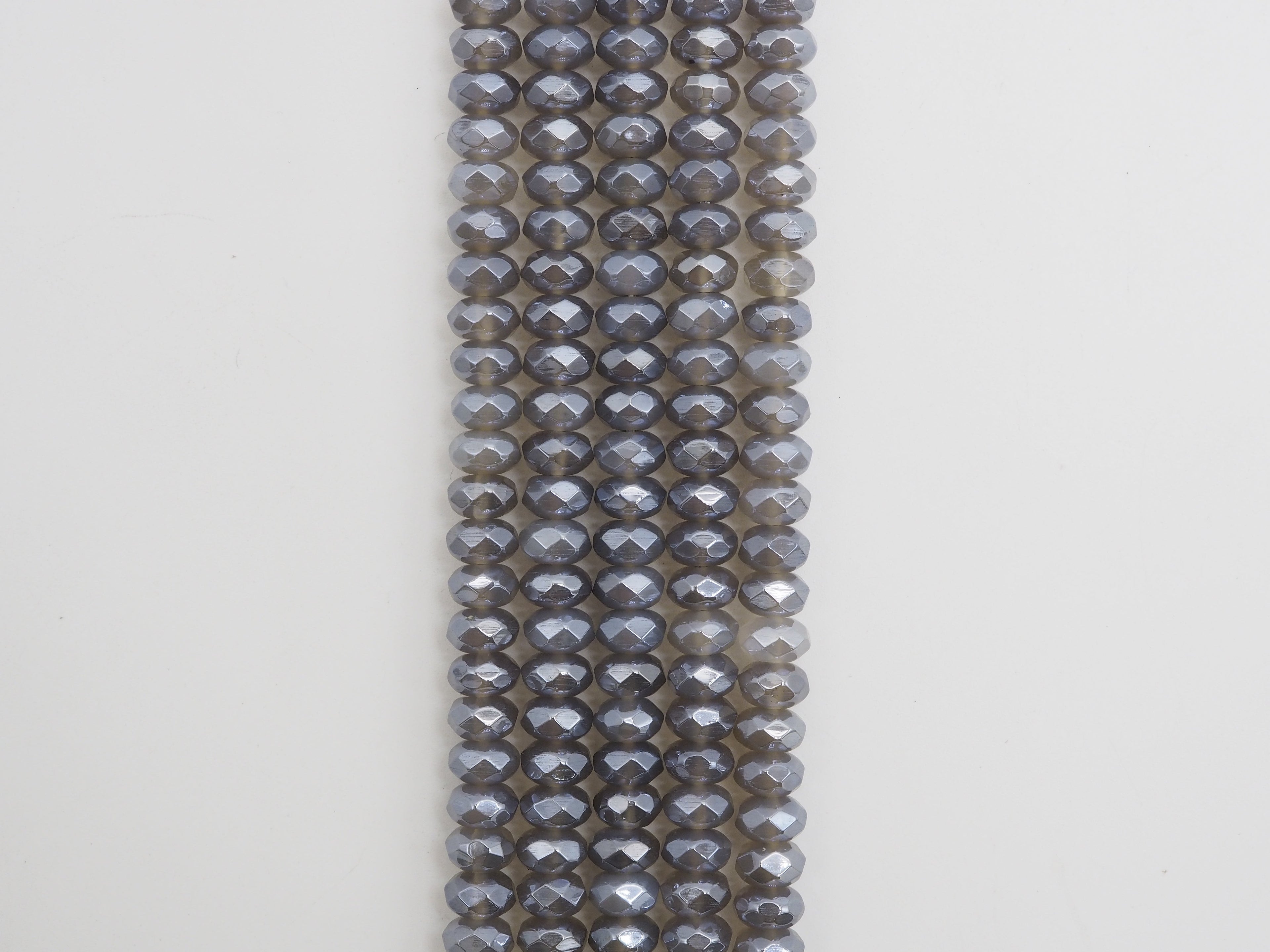 Mystic Coated Natural Gray Agate beads, Rondelle Faceted Beads, 5x8/6x10mm Gemstone Beads, Plated Agate, 16 inch FULL strand, SKU#U278