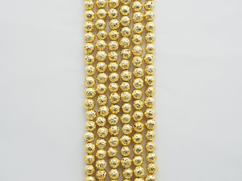 NEW STYLE Gold Plated Lava Round Beads, 4mm/6mm/8mm/10mm/12mm Gold Gemstone Beads, Wholesale Gemstone Beads, 15.5" Full Strand,SKU#S110