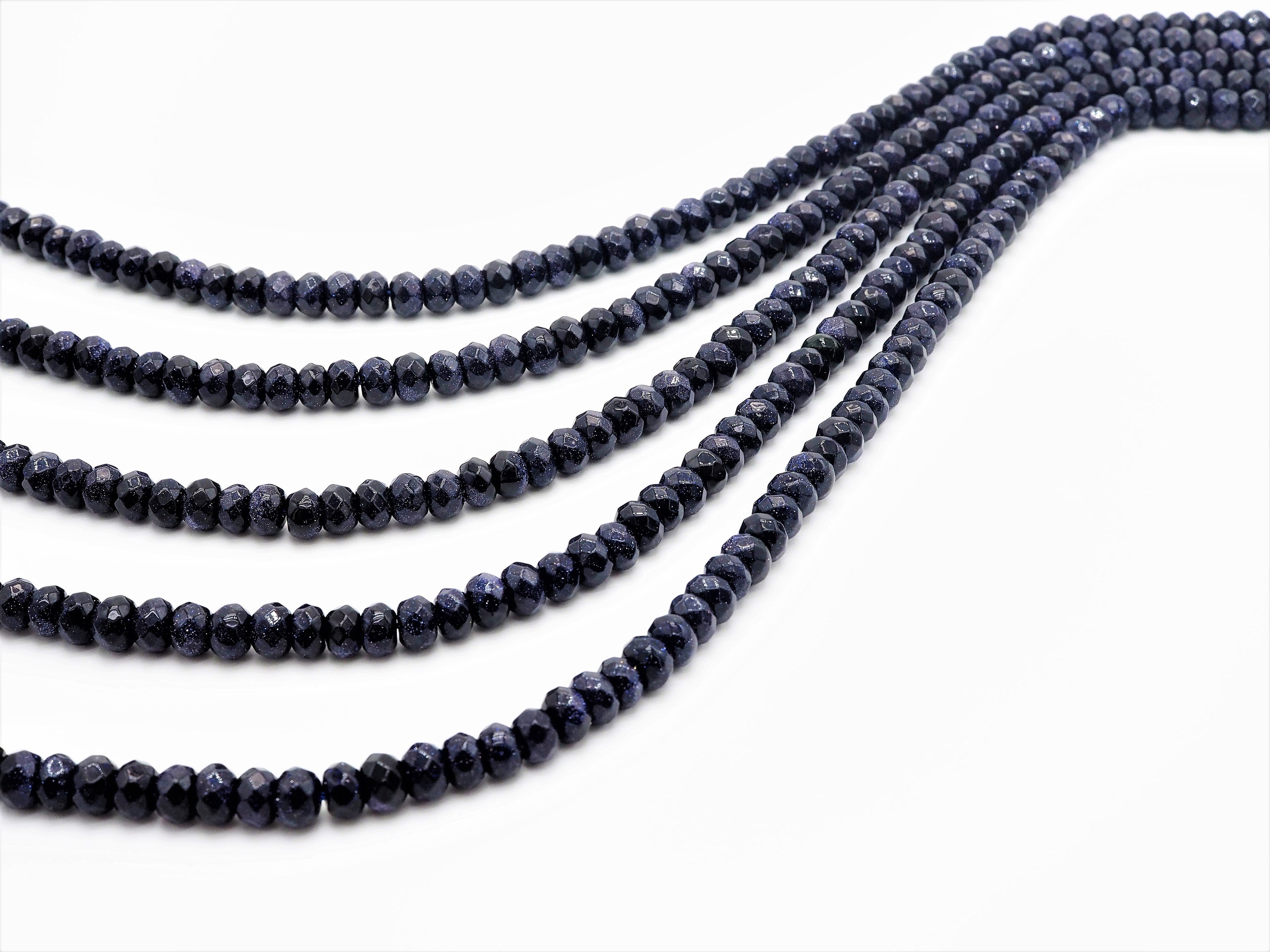 Natural Faceted Blue Goldstone beads, 2x4/4x6/5x8mm Natural Blue Gemstone beads, Natural Goldstone Beads, 15.5inch strand, SKU#U261