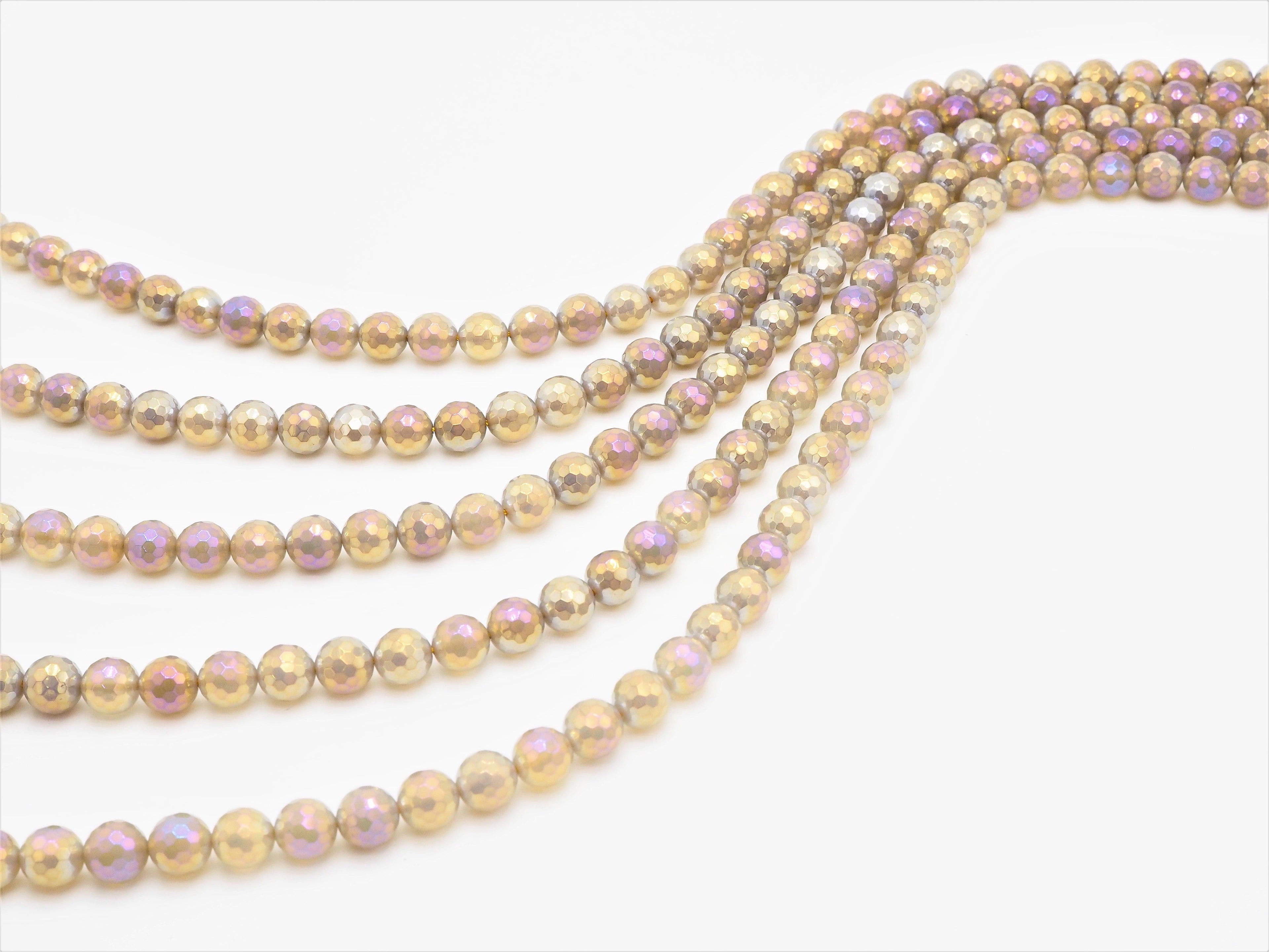 Mystic Plated Faceted Agate Beads,6mm/8mm/10mm, Multicolor Plated Gray Agate Beads,15.5" Full Strand, SKU#U303c