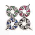 Large CZ Micro Pave Hollow out Flower/Flame Pendant/Charm,Green/Black/Fuchsia/Cobalt Cubic Zirconia Pendant, Black plated, 38mm, sku#F496C
