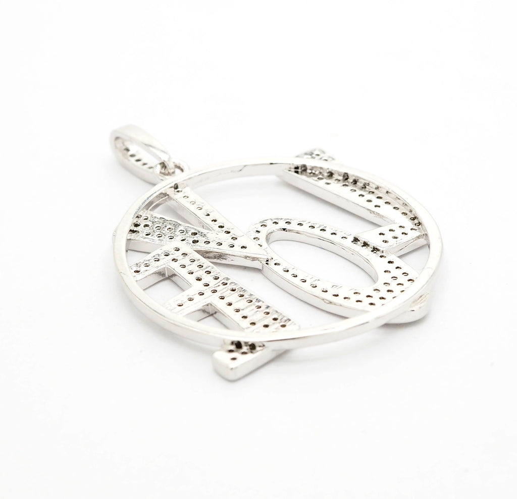 CZ Micro Pave Large LOVE Round Pendant with bail,35x39mm, Cubic Zirconia Love Pave Pendant Beads, Pave Pendant, SKU#F514