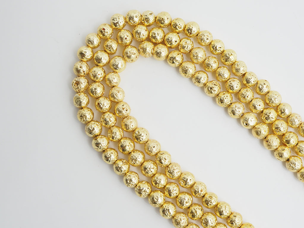 NEW STYLE Gold Plated Lava Round Beads, 4mm/6mm/8mm/10mm/12mm Gold Gemstone Beads, Wholesale Gemstone Beads, 15.5" Full Strand,SKU#S110