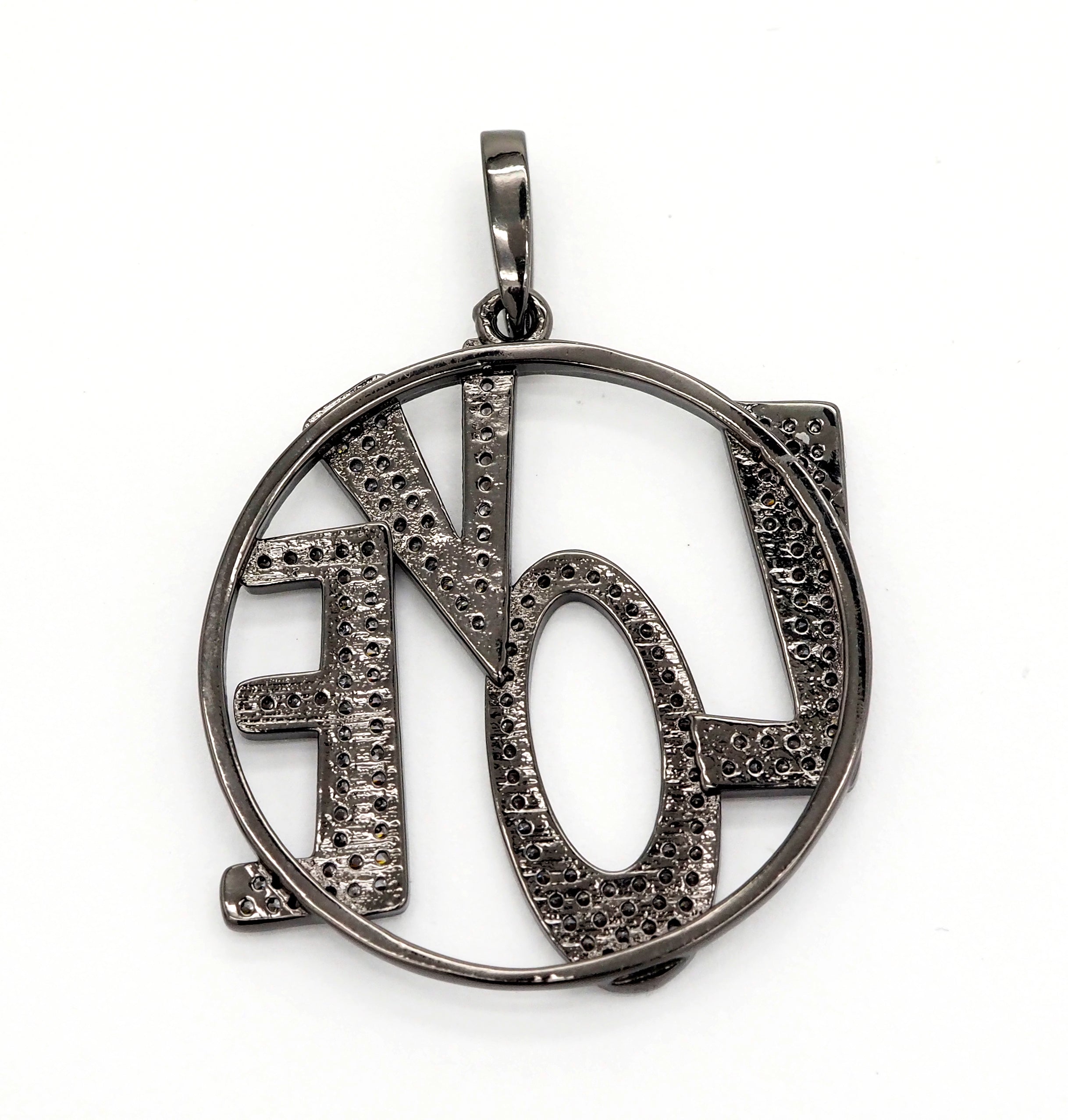 CZ Micro Pave Large LOVE Round Pendant with bail,35x39mm, Cubic Zirconia Love Pave Pendant Beads, Pave Pendant, SKU#F514