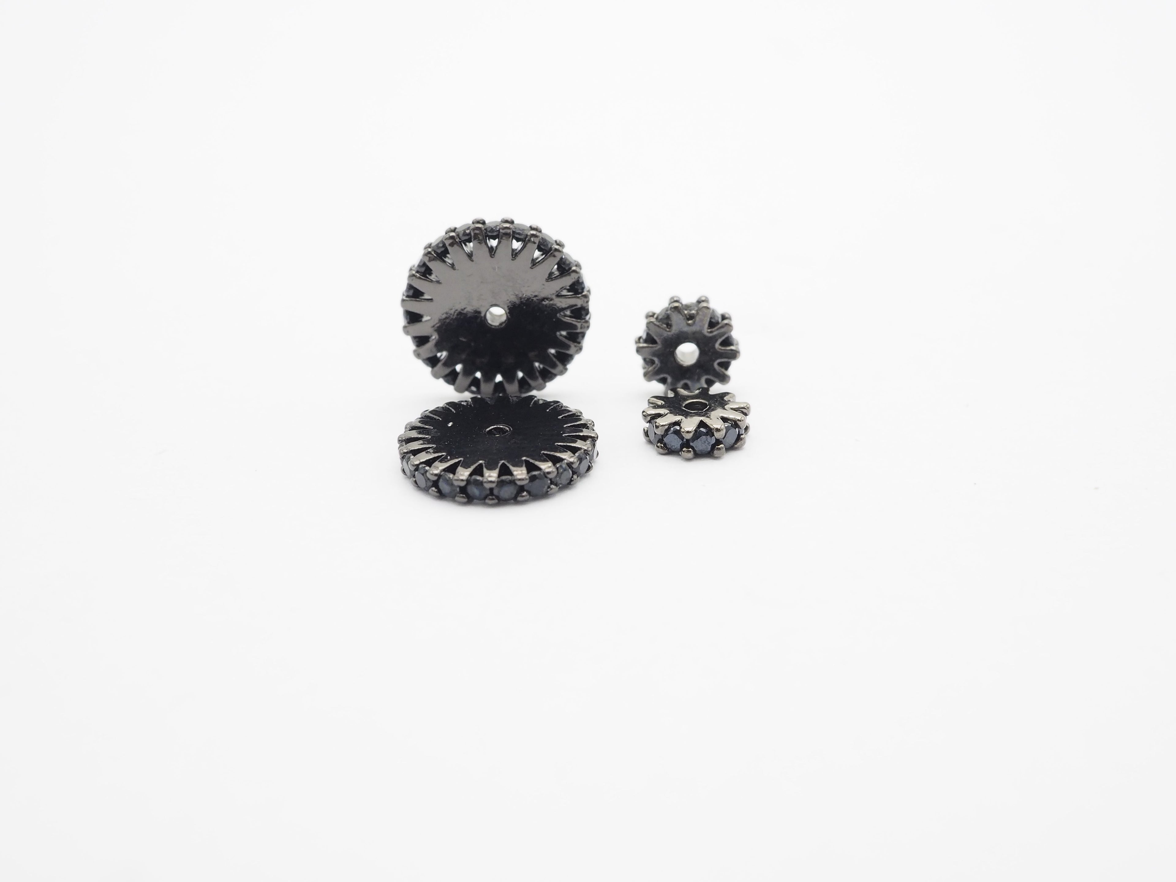 Black CZ Micro Pave On Black Flower Wheel Spacer Beads, Cubic Zirconia Coin Spacer Beads, Micro Pave Beads,6/8/10/12mm, sku#C73