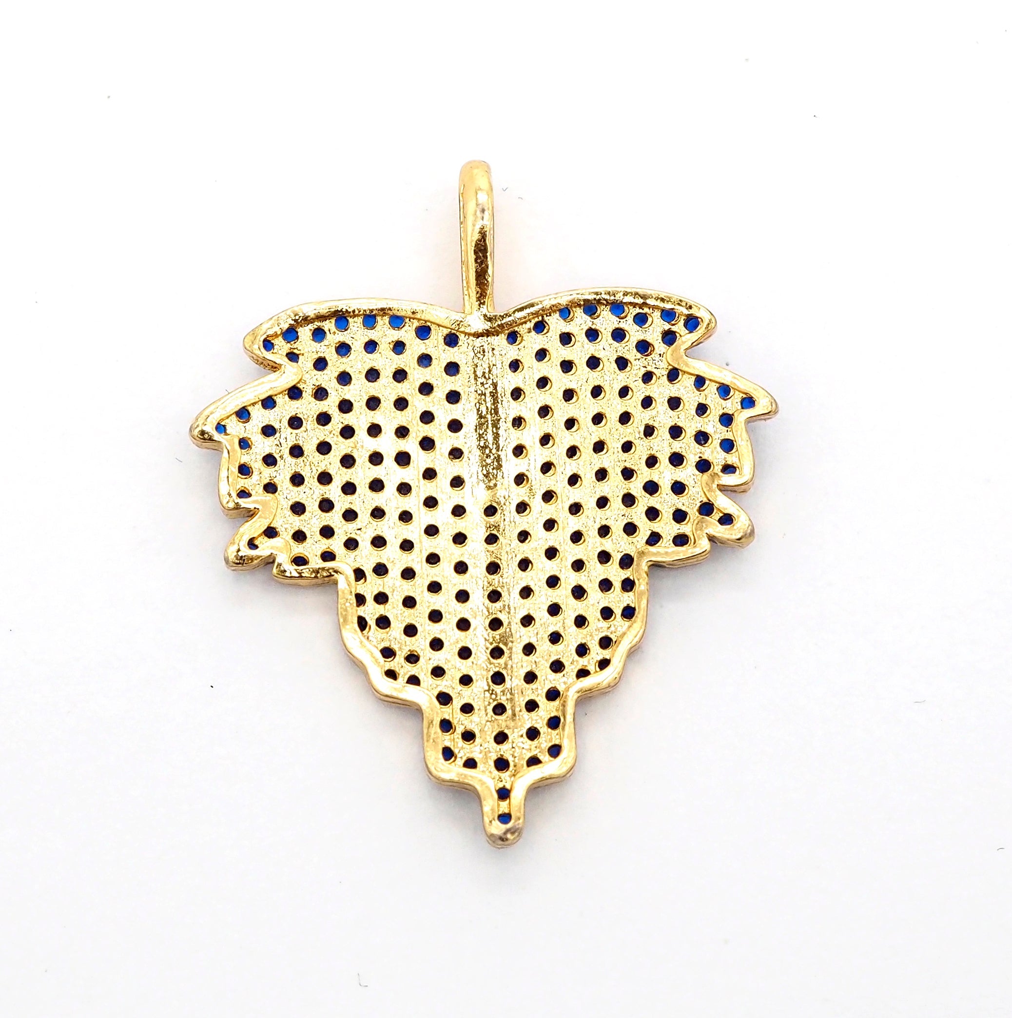 CZ Micro Pave Leaf Pendant/Charm, Cubic Zirconia Turquoise Blue Fuchsia Black Green Leaf Pave Pendant,31x36mm, sku#F508